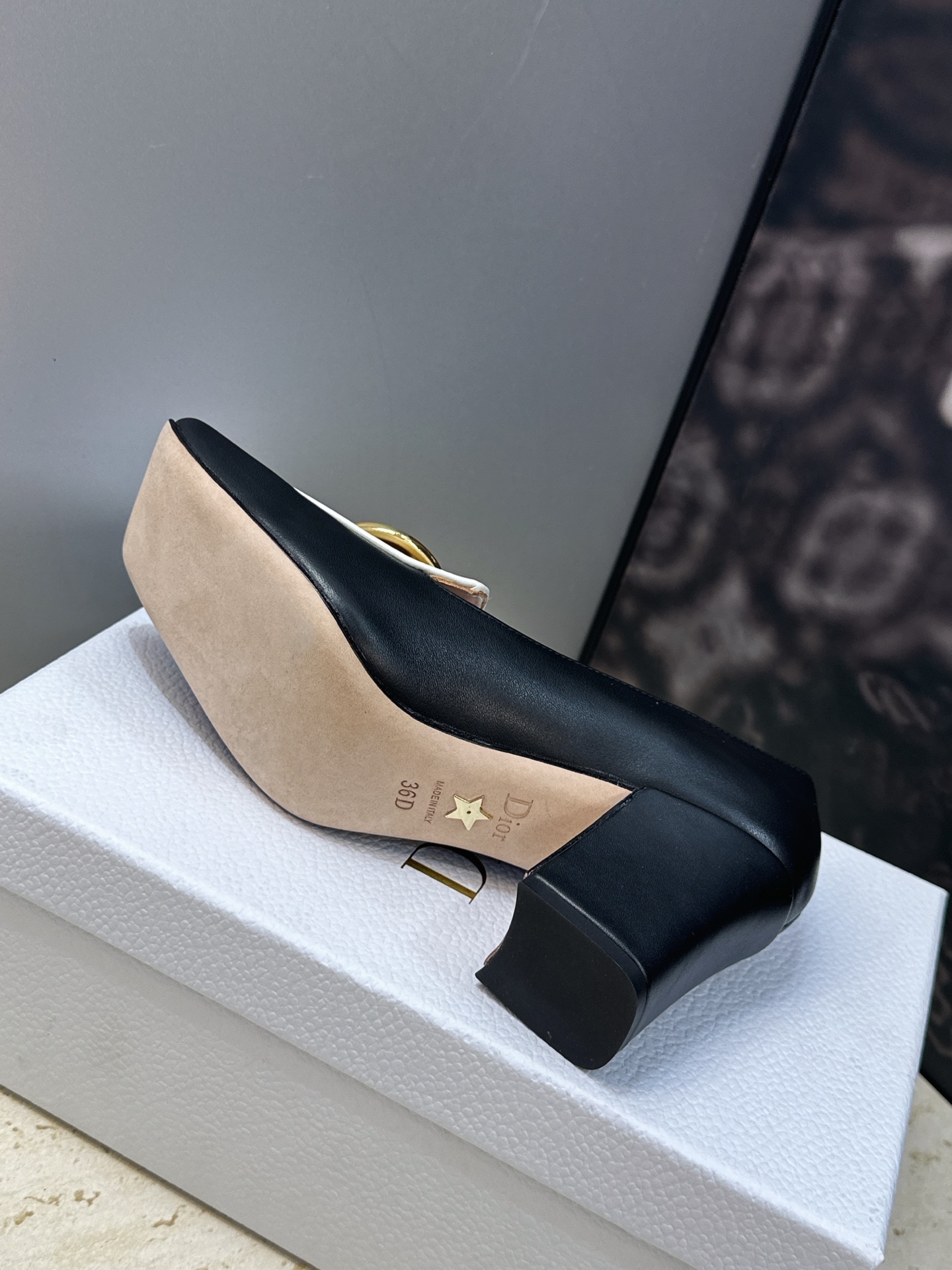 Dior 迪奥2026春夏新款 Medallion粗跟方头玛丽珍芭蕾舞娃娃女鞋 CD字母logo五金扣时尚高跟拼色休闲乐