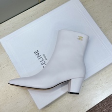 CELINE 2026秋冬新款中跟及裸机车女短靴 瑟琳字母logo粗跟尖头侧拉链拼色马丁骑士靴 材质鞋面定制进口小牛皮+ CELINE 2026秋冬新款中跟及裸机车女短靴 瑟琳字母logo粗跟尖头侧拉链拼色马丁骑士靴 材质鞋面定制进口小牛皮+