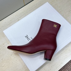CELINE 2026秋冬新款中跟及裸机车女短靴 瑟琳字母logo粗跟尖头侧拉链拼色马丁骑士靴 材质鞋面定制进口小牛皮+ CELINE 2026秋冬新款中跟及裸机车女短靴 瑟琳字母logo粗跟尖头侧拉链拼色马丁骑士靴 材质鞋面定制进口小牛皮+