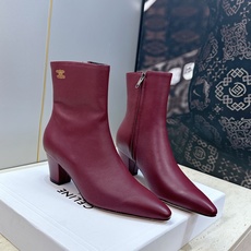 CELINE 2026秋冬新款中跟及裸机车女短靴 瑟琳字母logo粗跟尖头侧拉链拼色马丁骑士靴 材质鞋面定制进口小牛皮+ CELINE 2026秋冬新款中跟及裸机车女短靴 瑟琳字母logo粗跟尖头侧拉链拼色马丁骑士靴 材质鞋面定制进口小牛皮+
