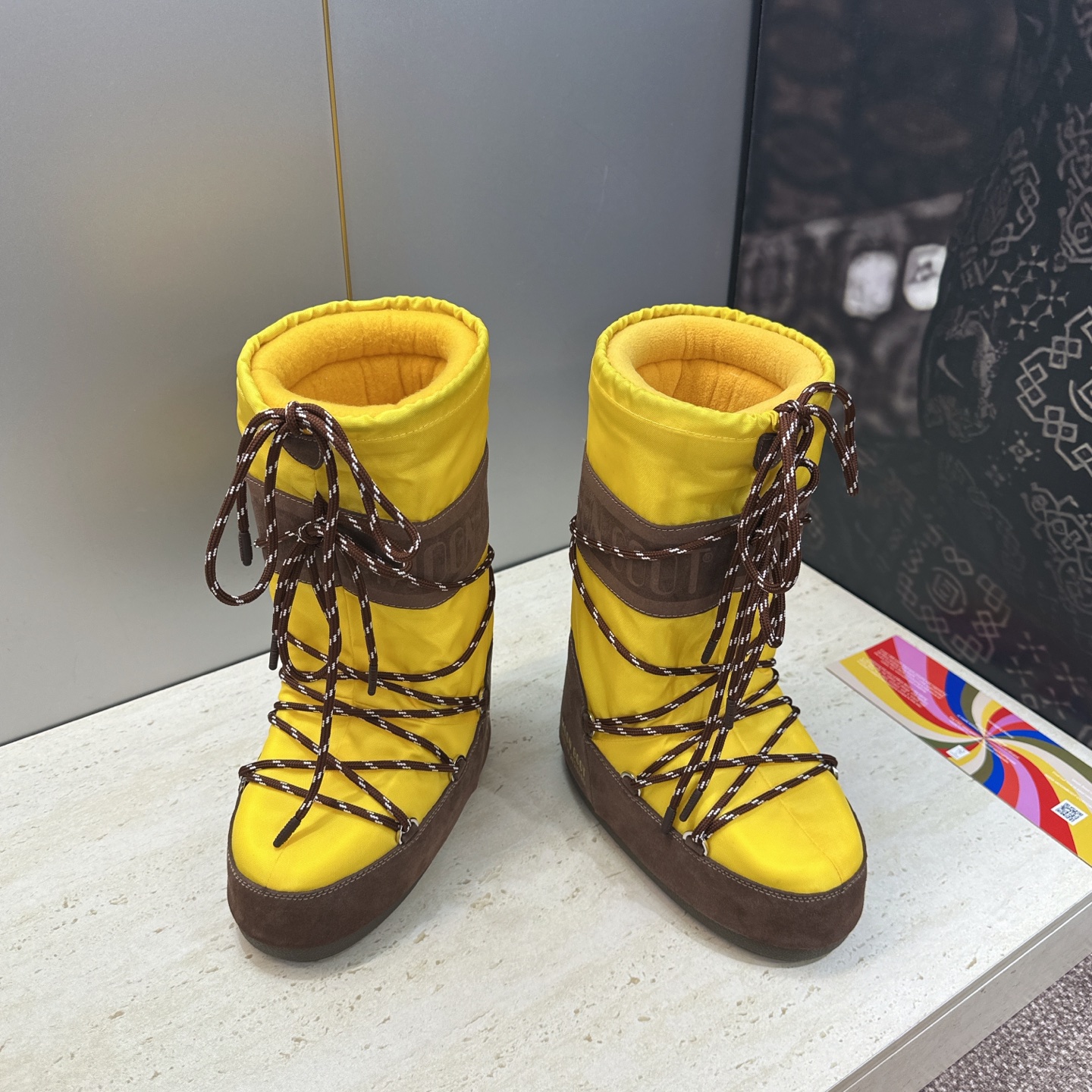 MOON BOOT 2026秋冬新款情侣新款时尚系带拼色中筒女靴  Park Soulmate 防寒保暖羽绒平底圆头雪地