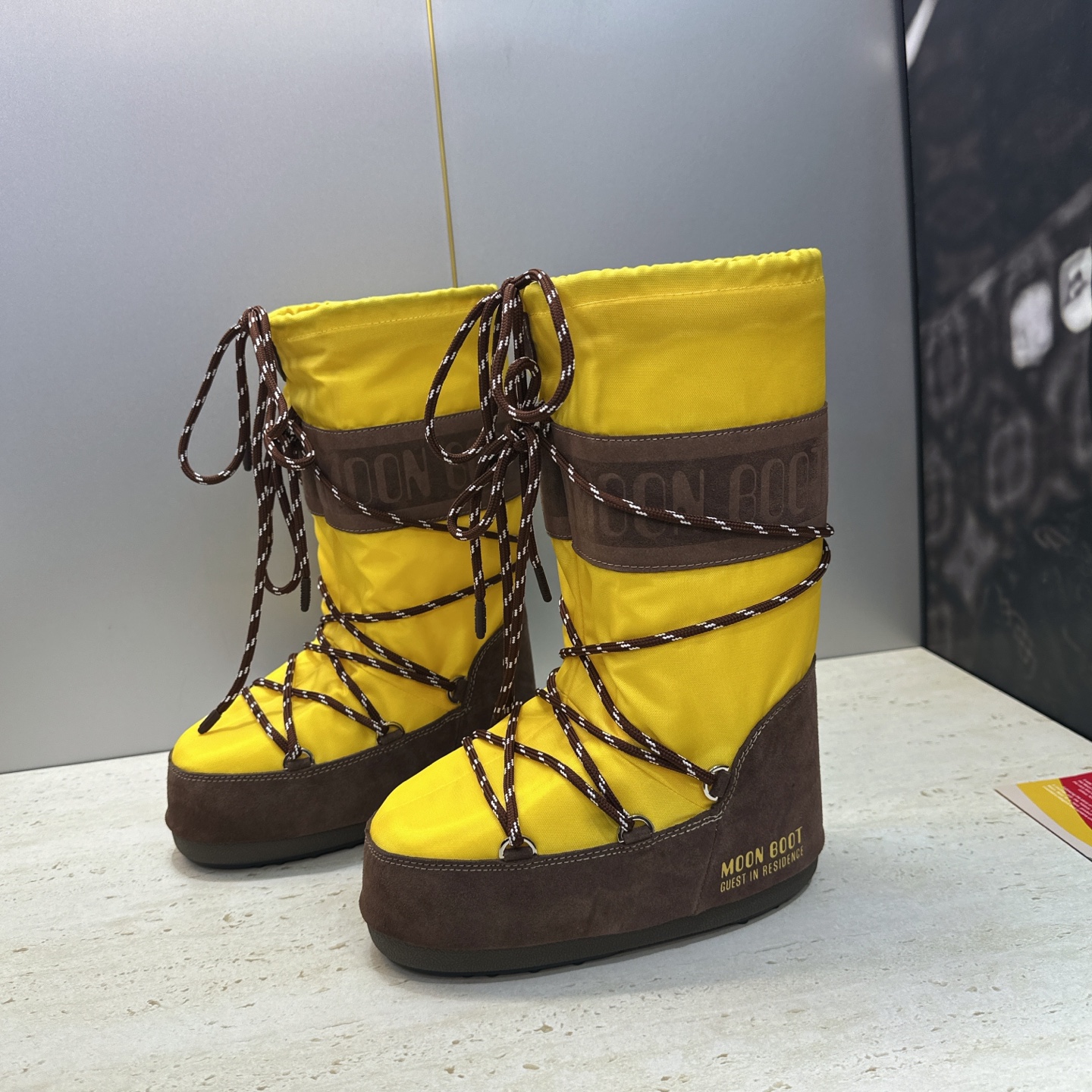 MOON BOOT 2026秋冬新款情侣新款时尚系带拼色中筒女靴  Park Soulmate 防寒保暖羽绒平底圆头雪地
