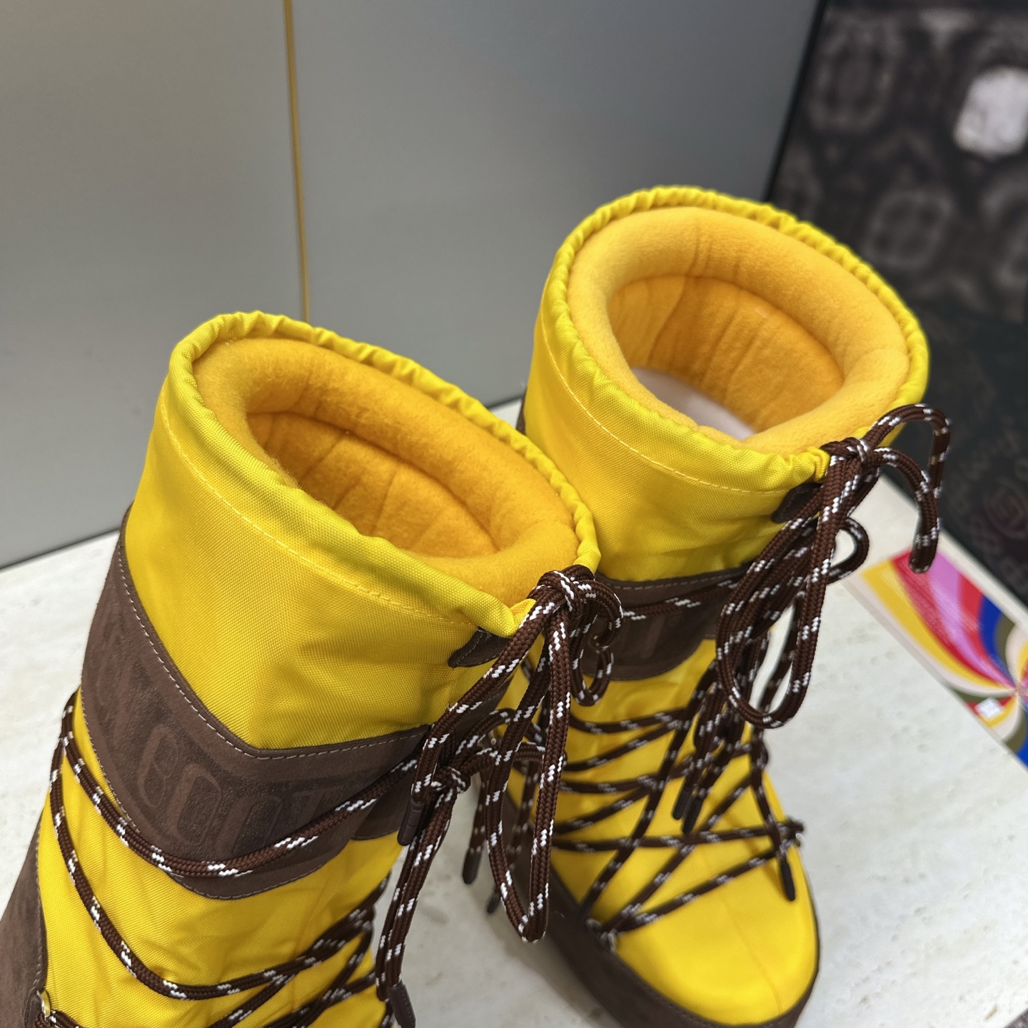 MOON BOOT 2026秋冬新款情侣新款时尚系带拼色中筒女靴  Park Soulmate 防寒保暖羽绒平底圆头雪地