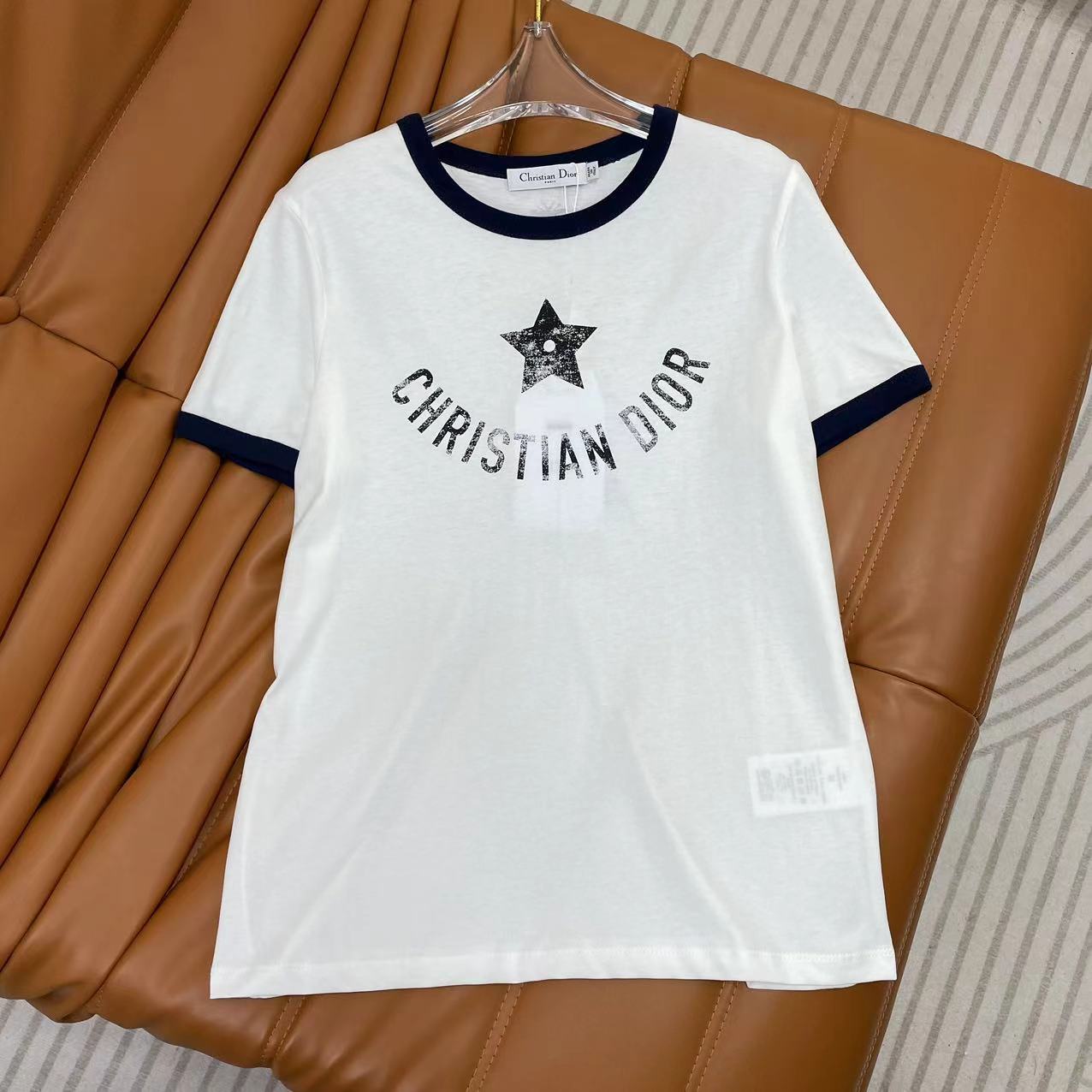 Verkoop online
 Dior Kleding T-Shirt Wit Afdrukken Katoen Herfstcollectie Korte mouw