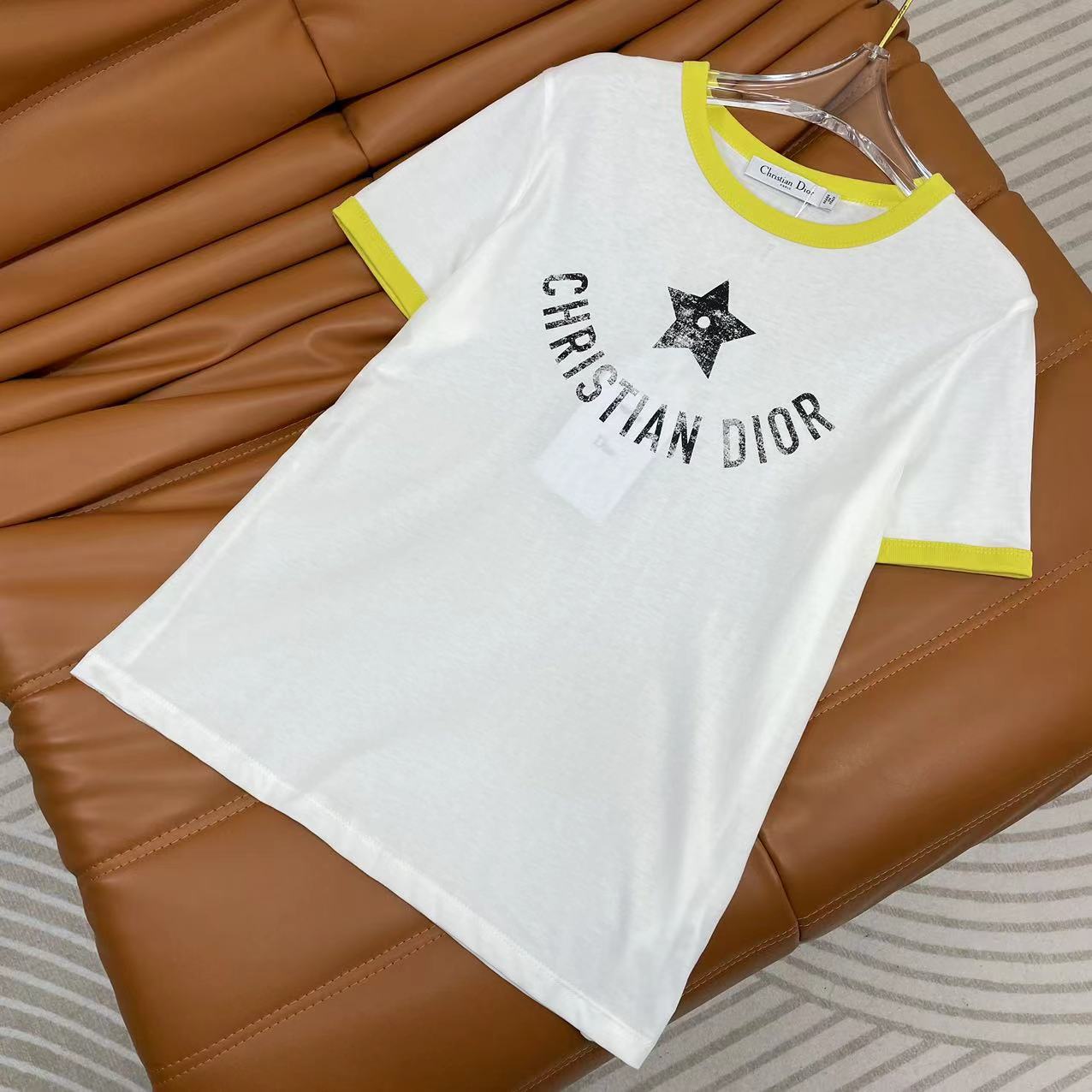 Dior Ropa Camiseta Blanco Impresión Algodón Colección de verano Manga corta