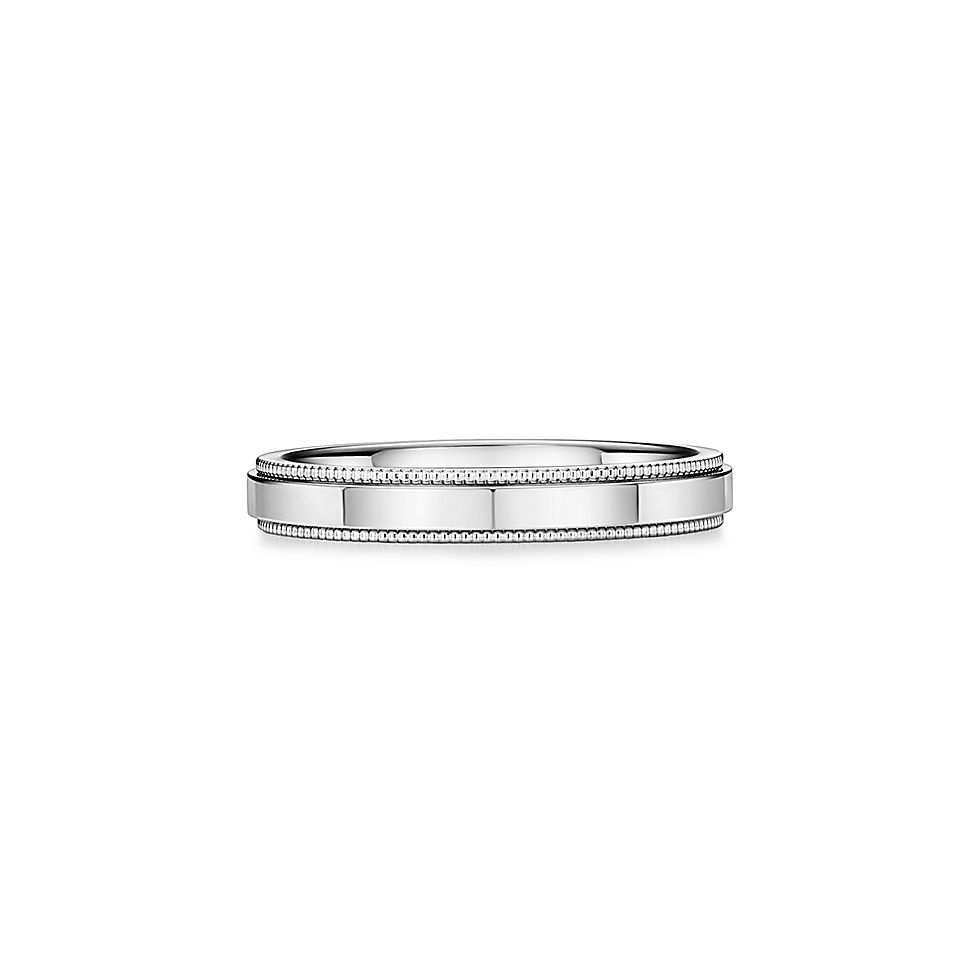 Tiffany & Co. 蒂芙尼戒指 窄版无钻方形珠形边饰戒指