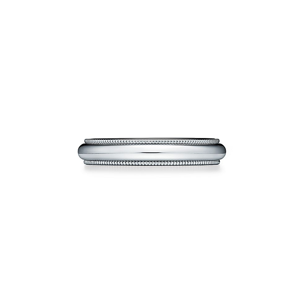 Tiffany & Co. 蒂芙尼戒指 宽版无钻圆形珠形边饰戒指