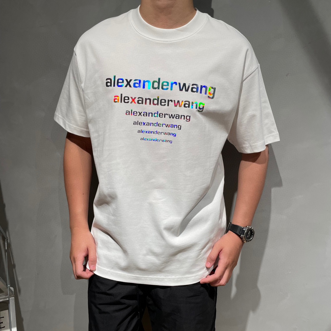 新款Alexander新款T恤面料采用顶级原版精梳棉洗水面料前反光立体印花图案设计时尚潮流顶级的做工高端