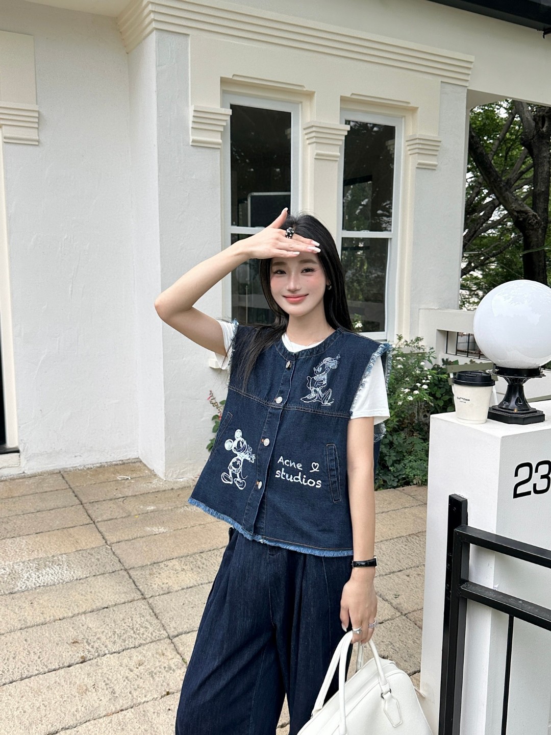 Acne Studios Mickey Mouse Denim Vest Casual Sleeveless Jacket