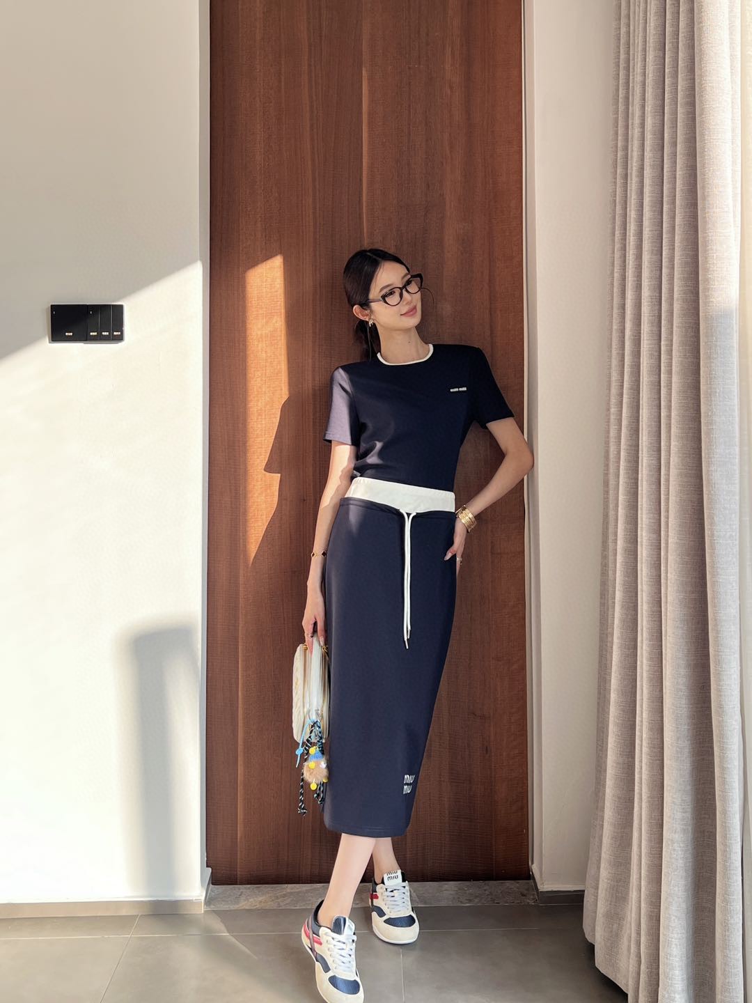 Miu Miu Inspired Women's Casual Two-Piece Outfit with Embroidered Logo 2 a1746970587086 5668
