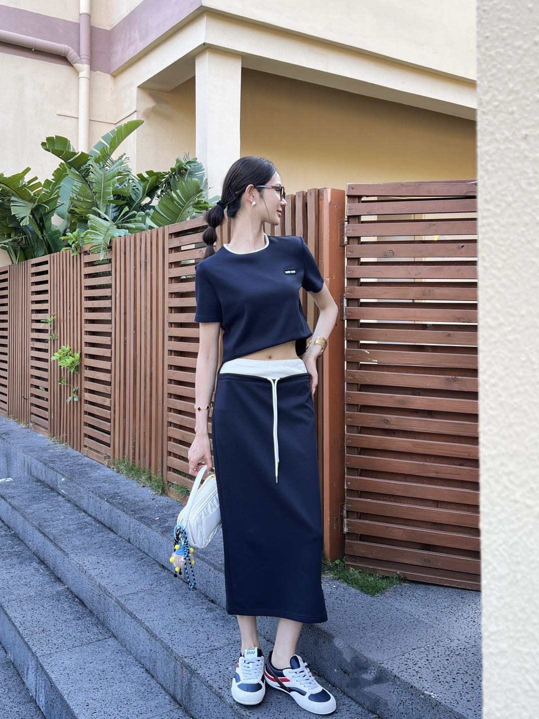Miu Miu Inspired Women's Casual Two-Piece Outfit with Embroidered Logo 3 a1746970587097 3046
