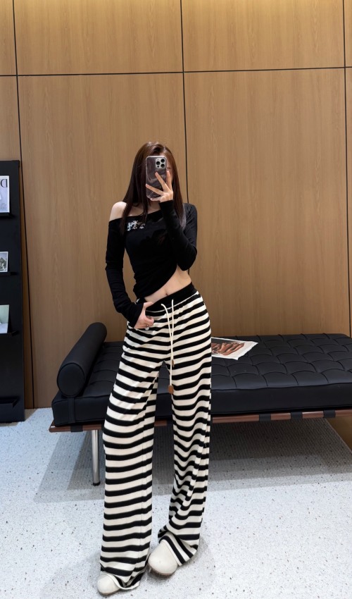 Striped Wide Leg Lounge Pants for Women, High Waist Comfy Casual Trousers 1 Striped Wide Leg Lounge Pants for Women, High Waist Comfy Casual Trousers