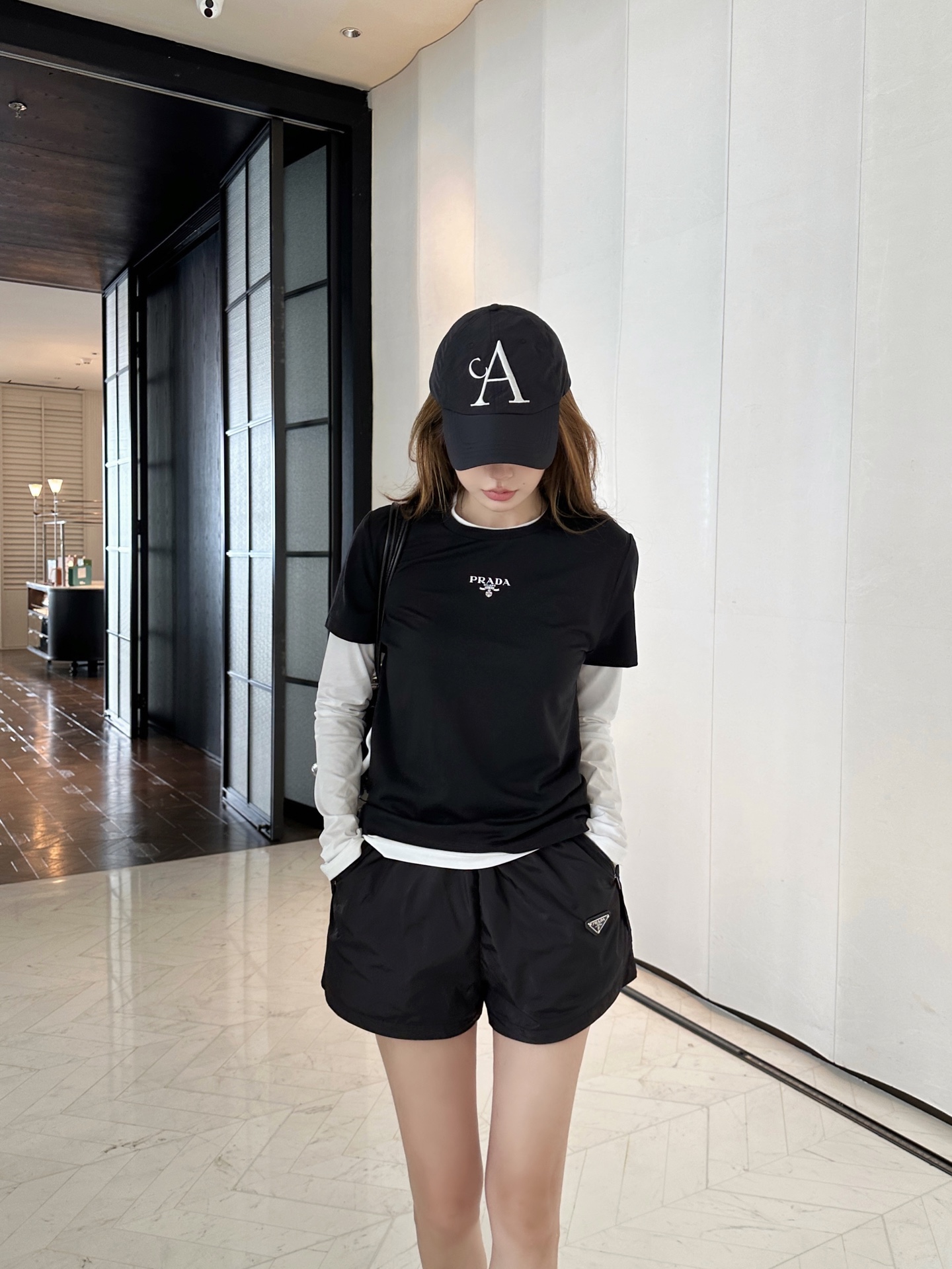 Prada Two-Piece Layered T-Shirt Set - Classic Black & White, Versatile Style