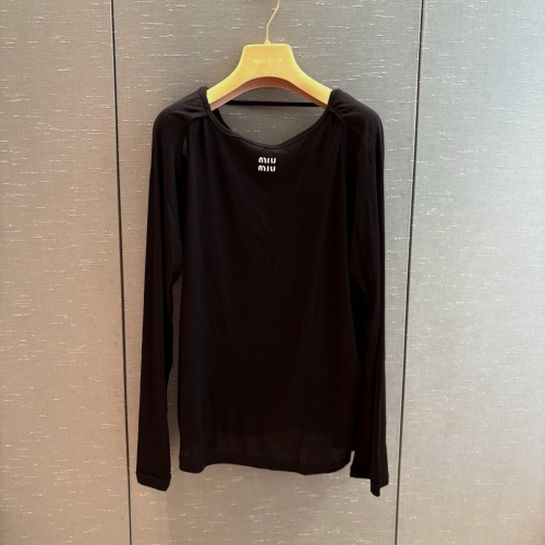 Miu Miu Women's 25SS Black Long Sleeve Top with Cutout Back Design 1 Miu Miu Women's 25SS Black Long Sleeve Top with Cutout Back Design