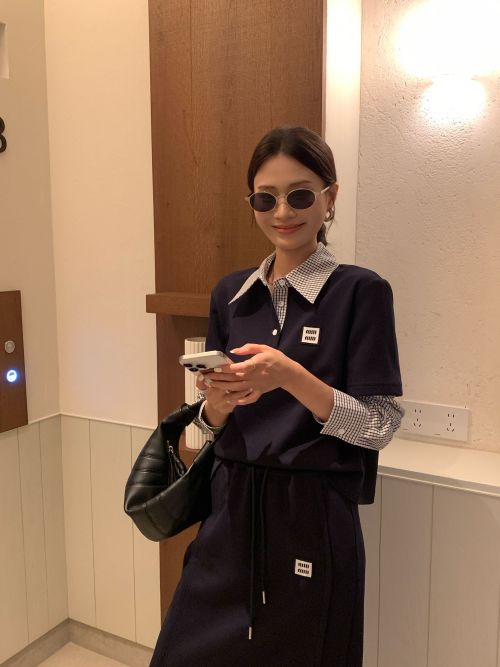 Miu Miu Two-Piece Polo Shirt and Skirt Set with Logo Detail 1 Miu Miu Two-Piece Polo Shirt and Skirt Set with Logo Detail