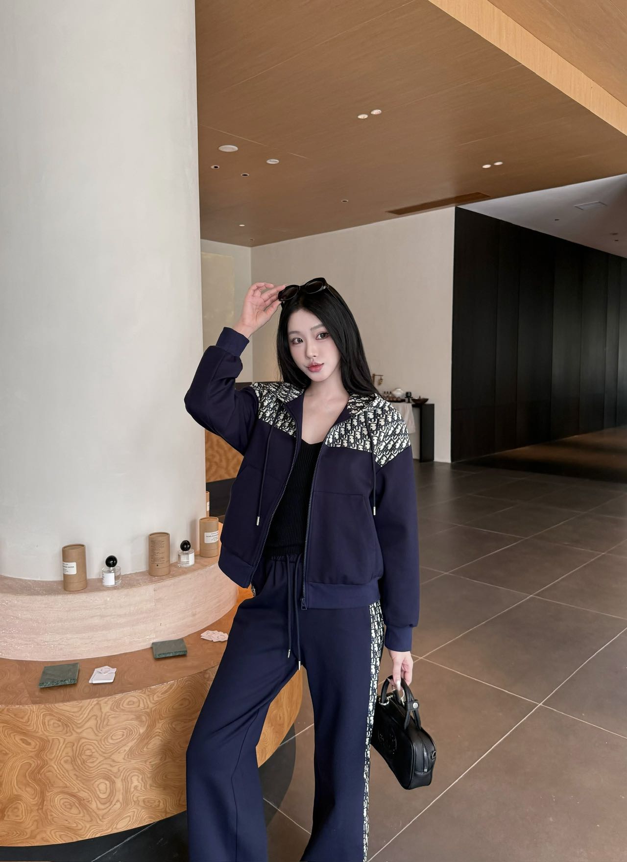 Dior Women's Navy Blue Monogram Casual Set,Minimalist Street Style, Sizes S-L 5 a1756288495871 3888
