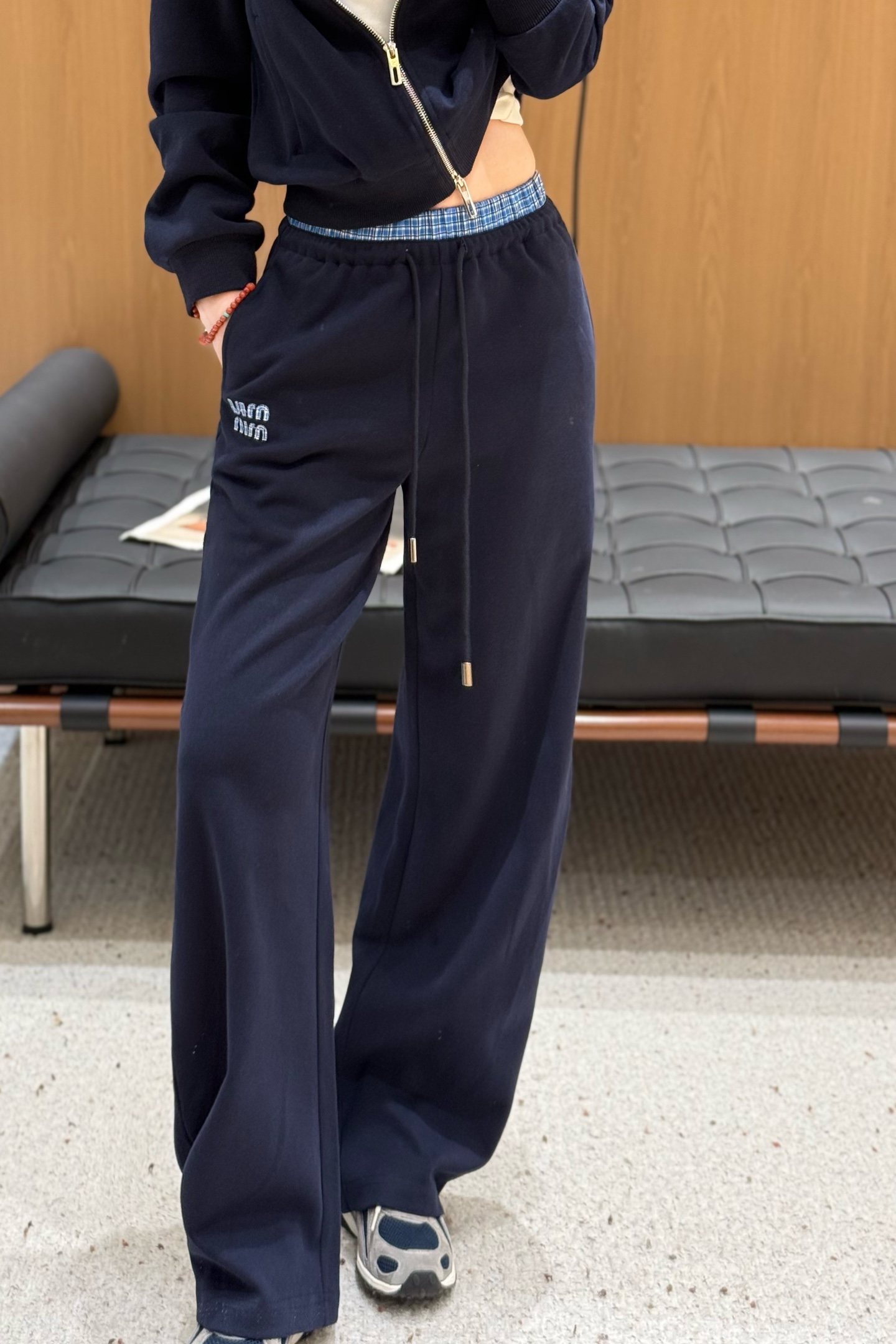Miu Miu Navy Blue Hooded Zip-Up Sweatshirt and Wide Leg Pants Set 8 a1758369175593 6273