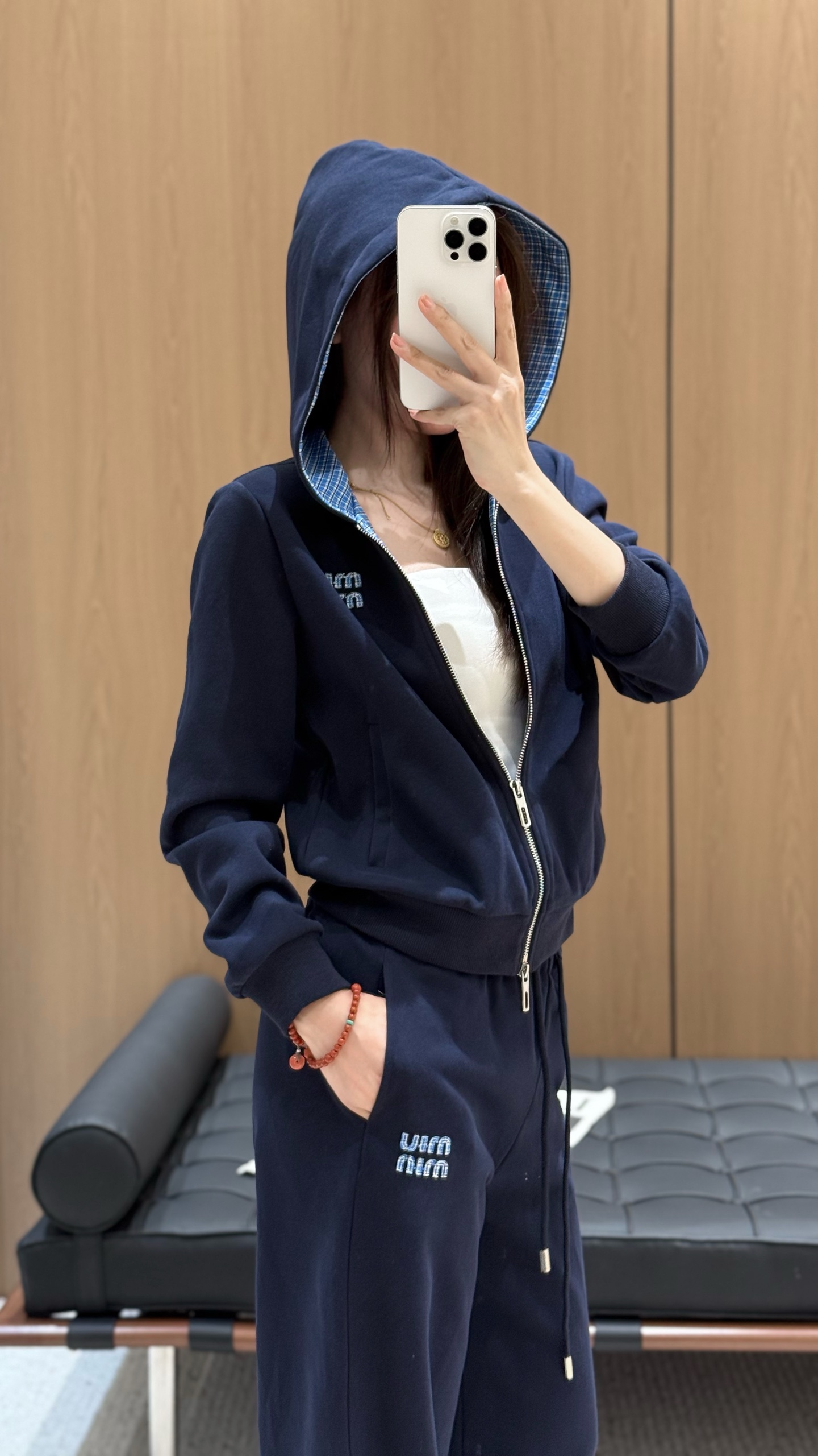 Miu Miu Navy Blue Hooded Zip-Up Sweatshirt and Wide Leg Pants Set 9 a1758369175595 4106