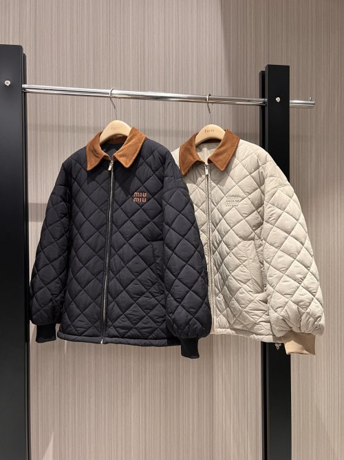 Miu Miu Quilted Jacket with Corduroy Collar - Lightweight & Stylish 1 Miu Miu Quilted Jacket with Corduroy Collar - Lightweight & Stylish