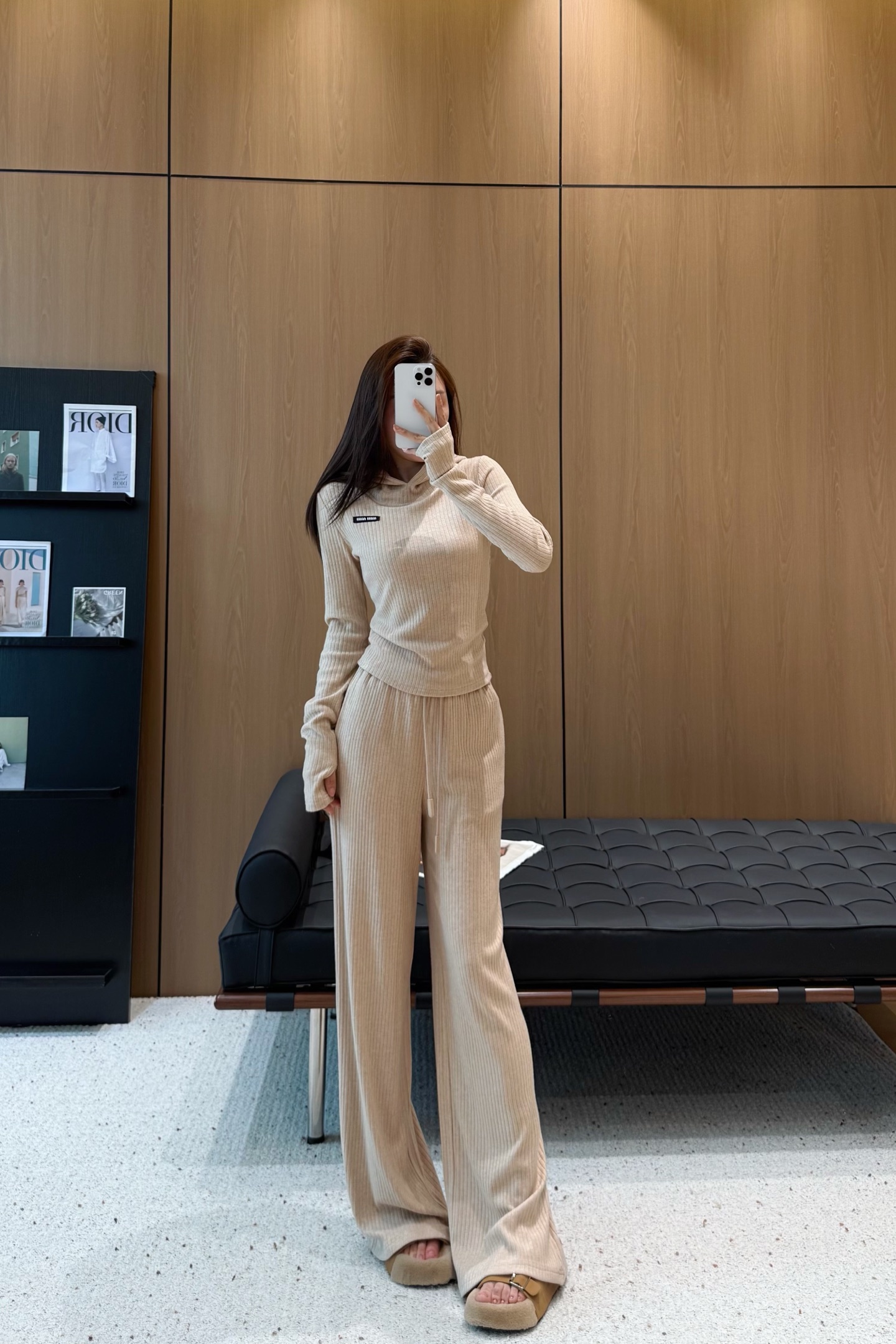 Chic Ribbed Knit Lounge Set with Hoodie and Wide Leg Pants - Versatile Style 1 a1759143955079 8870