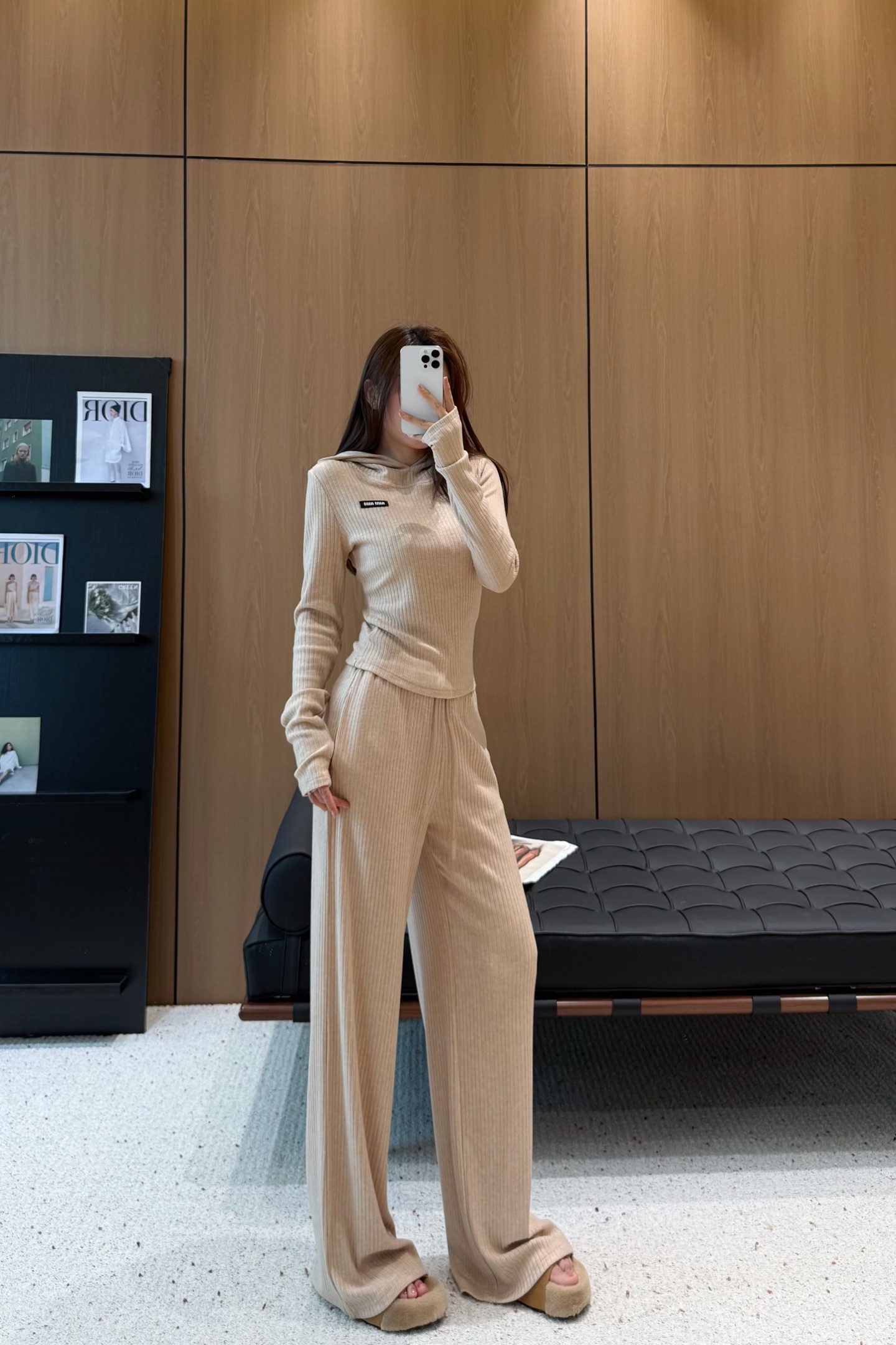 Chic Ribbed Knit Lounge Set with Hoodie and Wide Leg Pants - Versatile Style 2 a1759143955088 3714