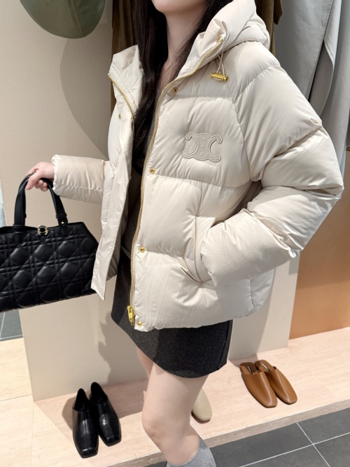 Celine 25SS Hooded Puffer Jacket with Triomphe Patch - Stylish & Warm 1 Celine 25SS Hooded Puffer Jacket with Triomphe Patch - Stylish & Warm