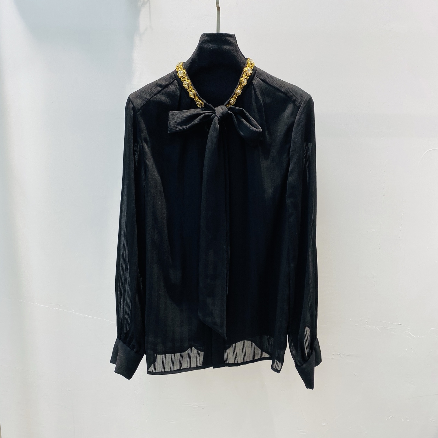 NO:317057,New Hepburn Style Heavy Industry Bow Sequin Texture Mesh Shirt Top SMLXL, Shirts, Alexander Wang19860909新款赫本风重工蝴蝶结亮片肌理网纱衬衫上衣SMLXL,,shirts,alexander wang,Women's clothing