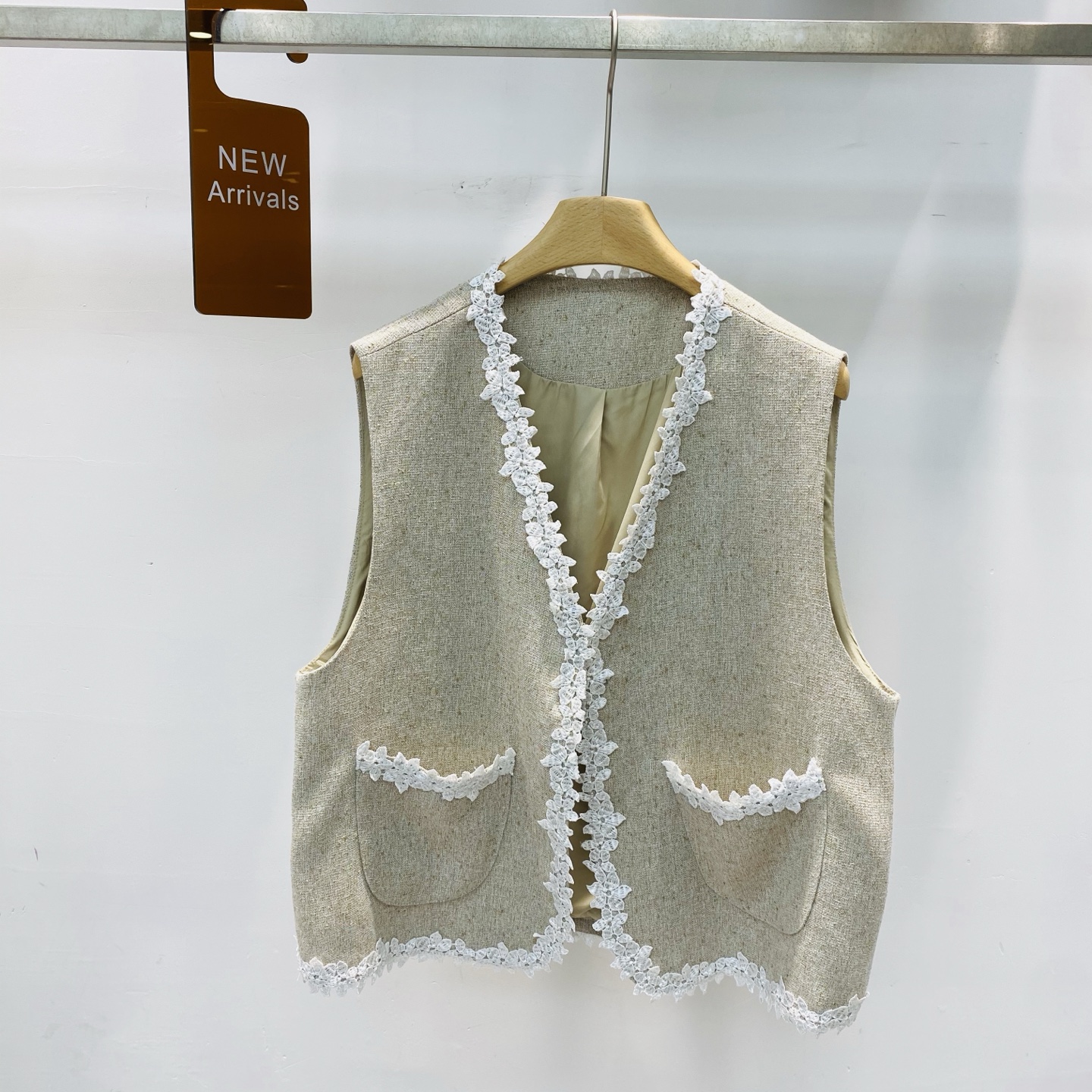 NO:325936,New niche design lace lace silver thread cotton linen vest top SML, alexander wang19860909新款 小众设计蕾丝花边银线棉麻马甲外搭上衣SML,,alexander wang,Women's clothing