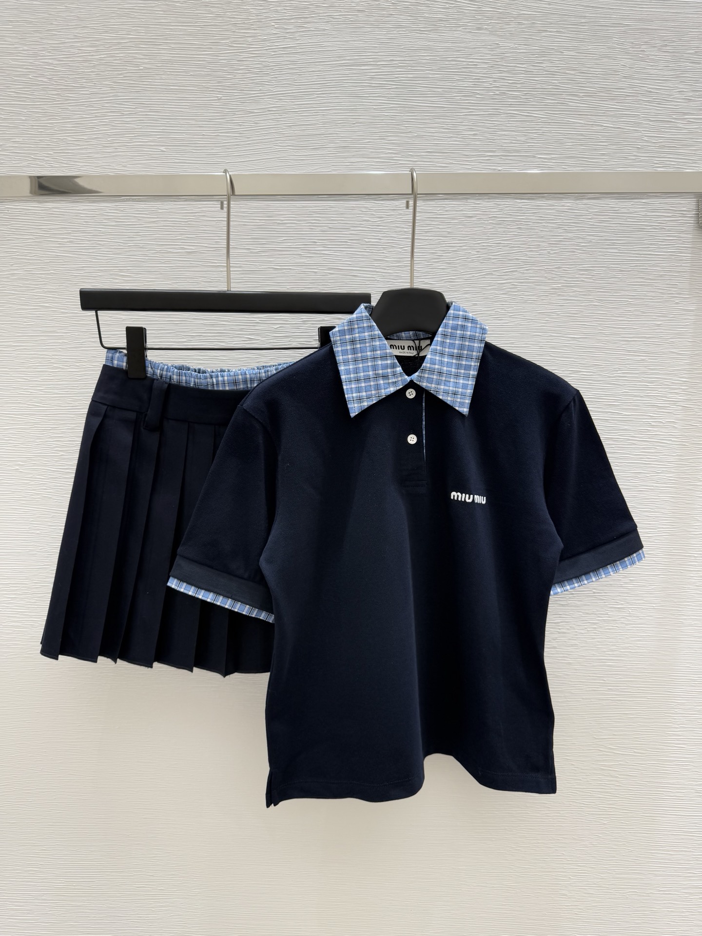 NO:329250,M Home Early Spring New Style Spliced ​​Plaid Lapel Letter Set Color Royal Blue Size 36.38.40, Alexander Wang19860909M家  早春新款 拼接格子翻领字母套装 颜色宝蓝色 尺码36.38.40,,alexander wang,Women's clothing