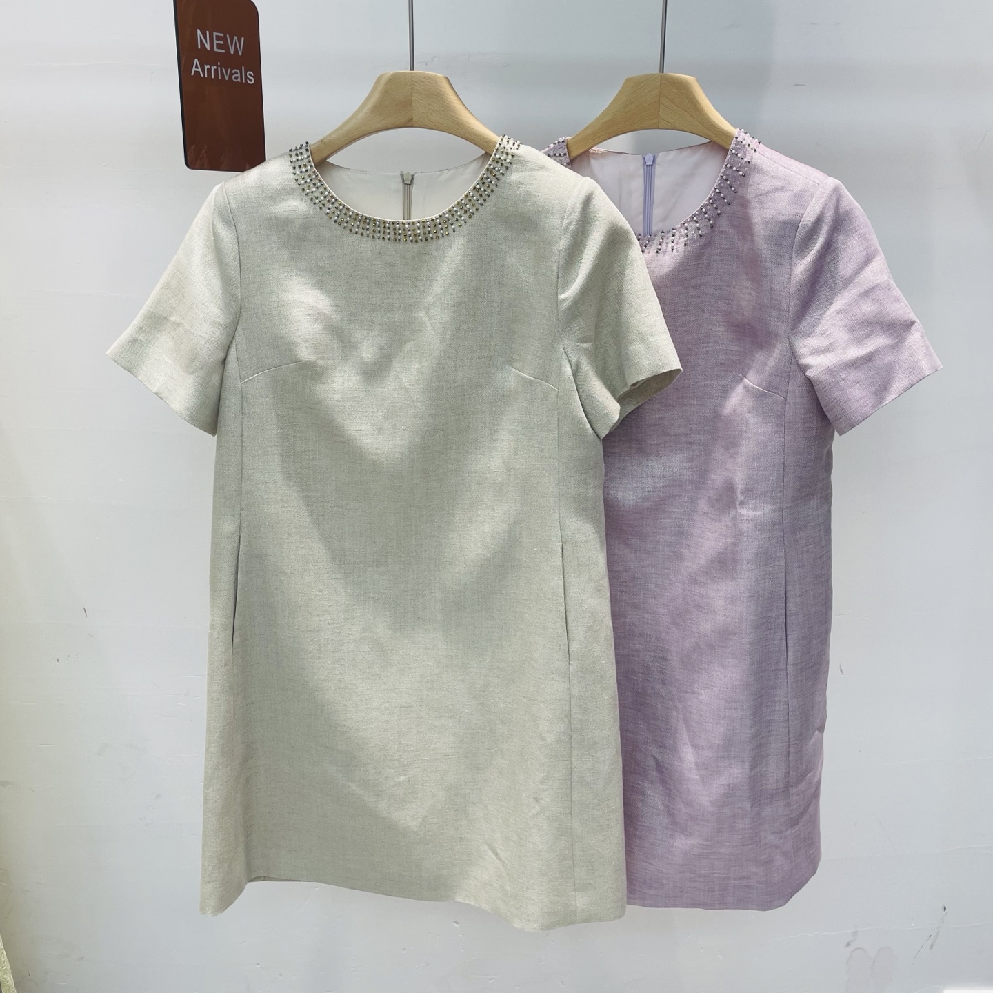 NO:334085,New elegant and high-end style heavy industry beaded round neck short-sleeved silk linen dress SMLXL, skirts, T-shirt, alexander wang19860909新款气质优雅高级感重工钉珠圆领短袖丝麻连衣裙SMLXL,,skirts,T-shirt,alexander wang,Women's clothing