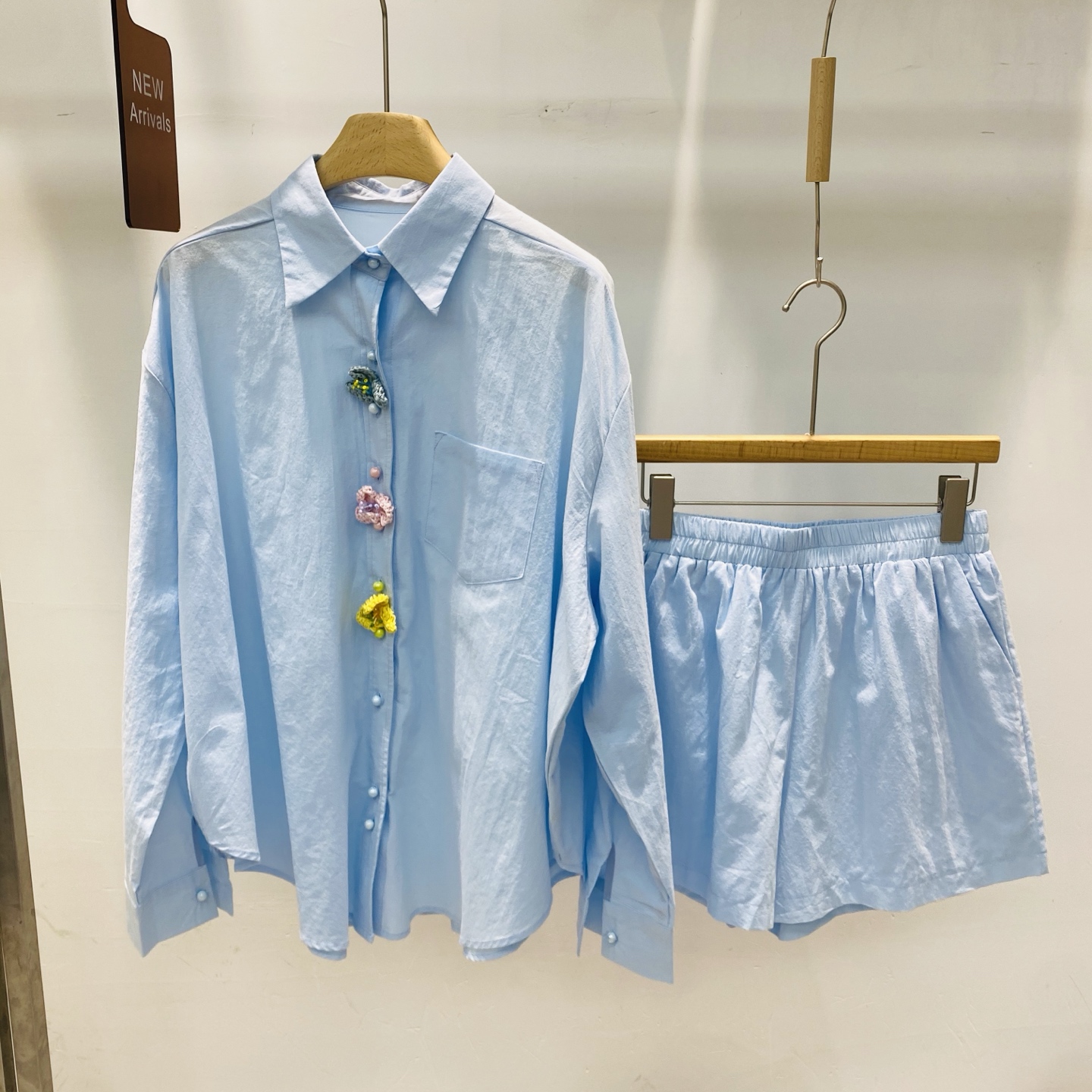 NO:334590,New colored single-breasted breathable tsune linen long-sleeved lapel shirt shorts suit SML, shorts, shirts, alexander wang19860909新款彩纽单排扣透气荃亚麻长袖翻领衬衫短裤套装SML,,shorts,shirts,alexander wang,Women's clothing