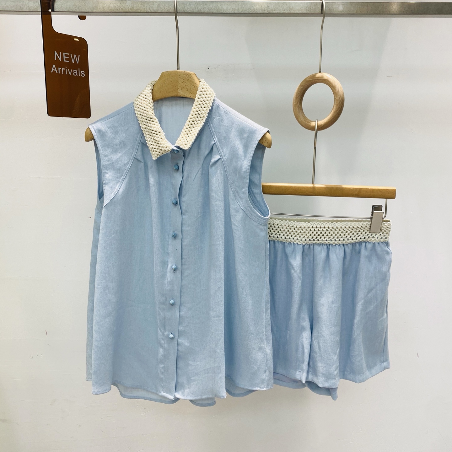 NO:416732,New summer casual fashion commuter knitted polo collar sleeveless shirt shorts two-piece suit SMLXL, shorts, shirts, alexander wang19860909新款夏季休闲时尚通勤编织polo领无袖衬衫短裤两件套套装SMLXL,,shorts,shirts,alexander wang,Women's clothing