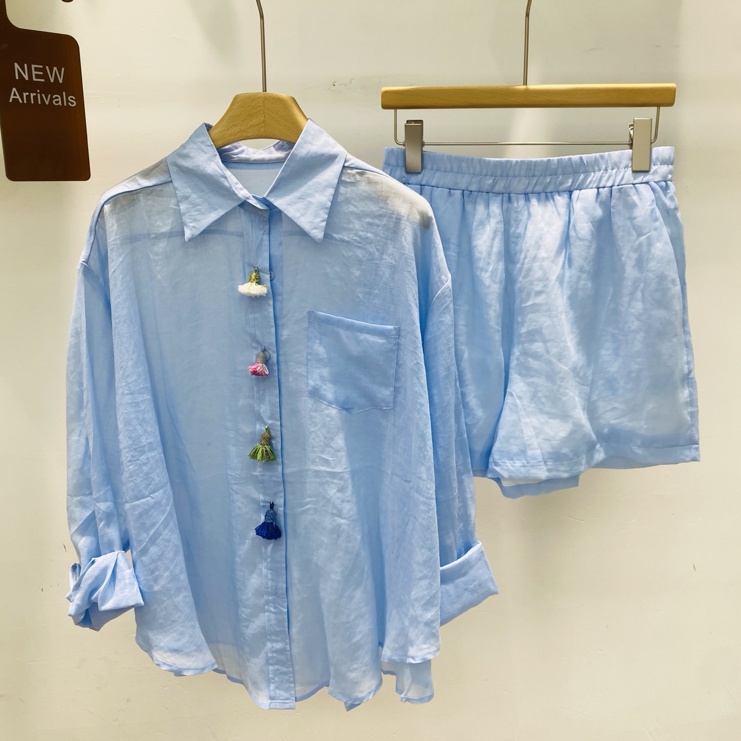 NO:426373,New linen lapel long sleeve shirt wide-leg shorts two-piece set SML, shorts, alexander wang19860909新款亚麻翻领长袖衬衣阔腿短裤两件套SML,,shorts,alexander wang,Women's clothing