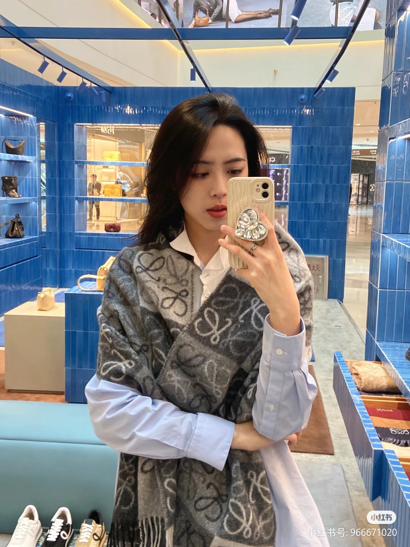 Loewe 罗意威棋盘格提花围巾