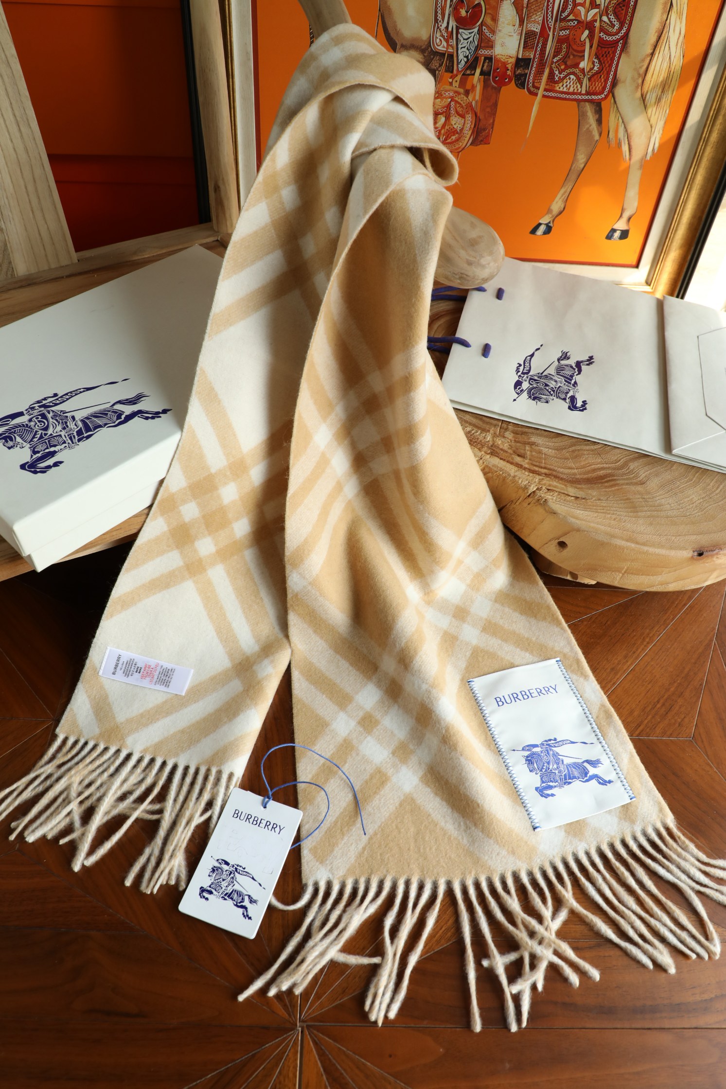 Burberry 柔软面料 流苏版新款大标黑色