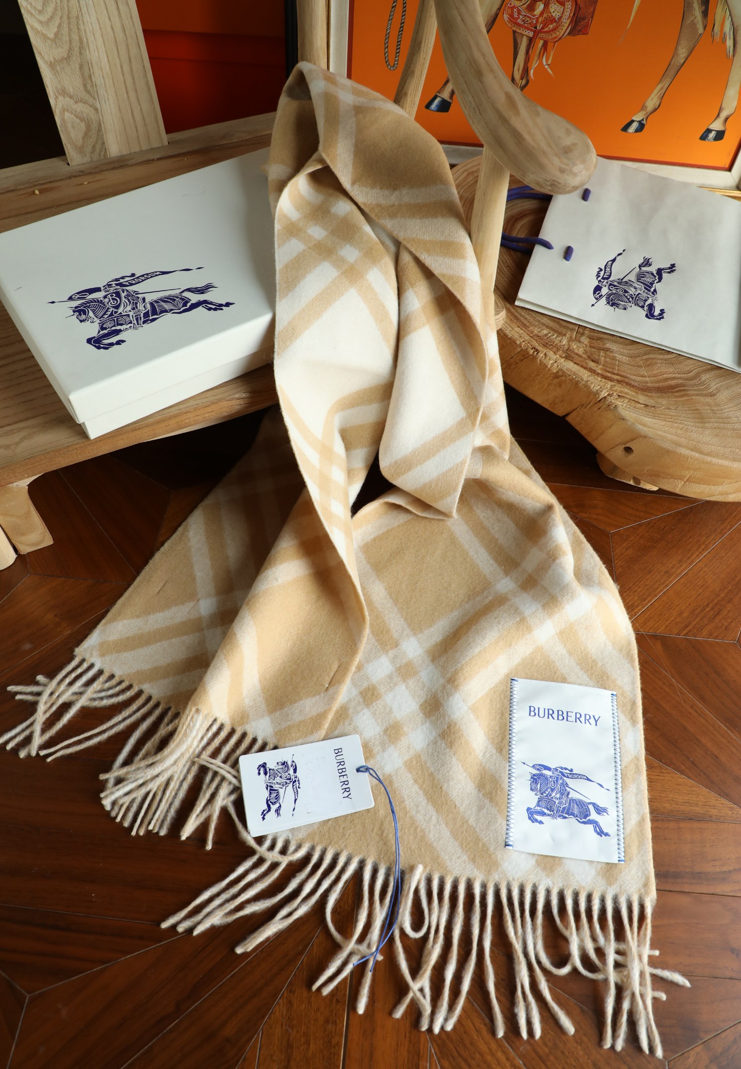 Burberry 柔软面料 流苏版新款大标黑色