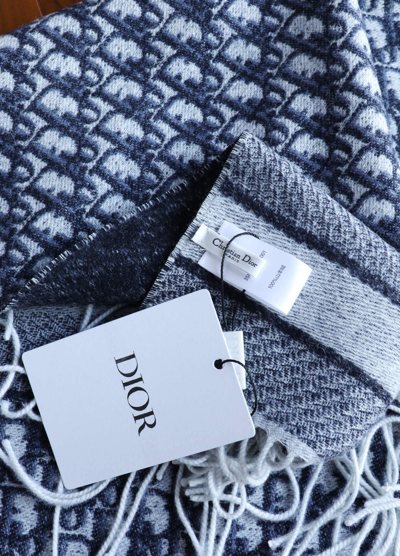 Dior CD字母双面羊绒围巾