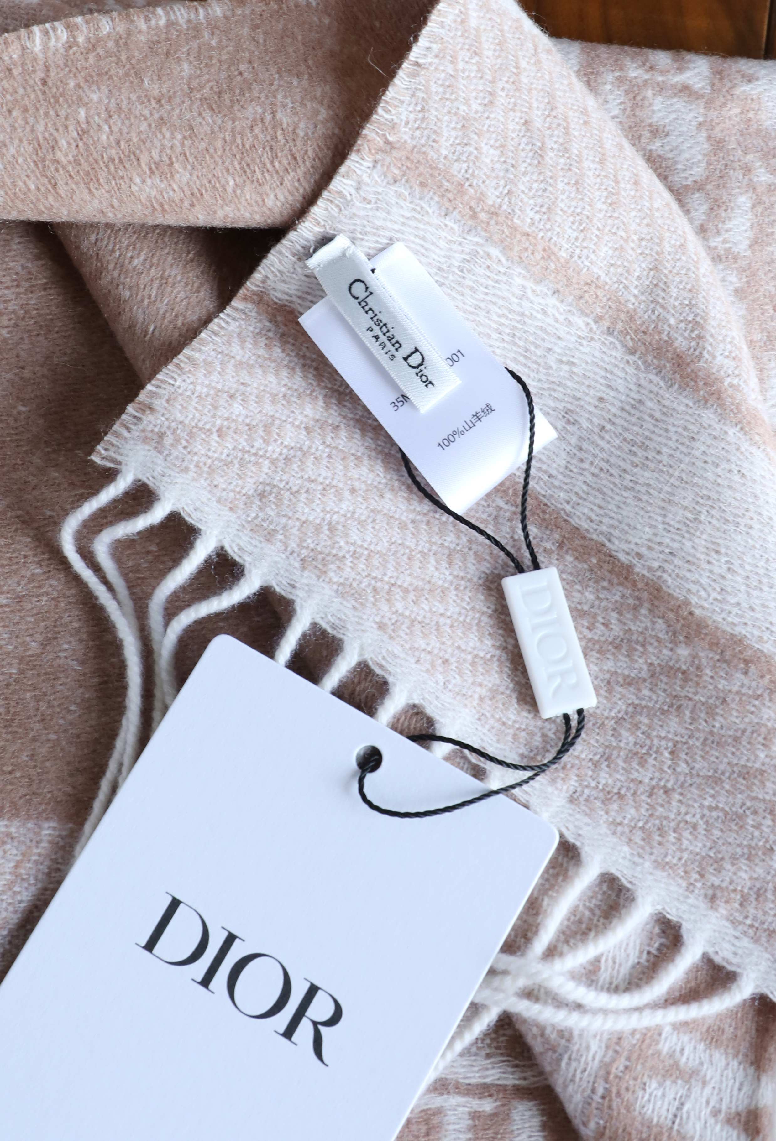 Dior CD字母双面羊绒围巾