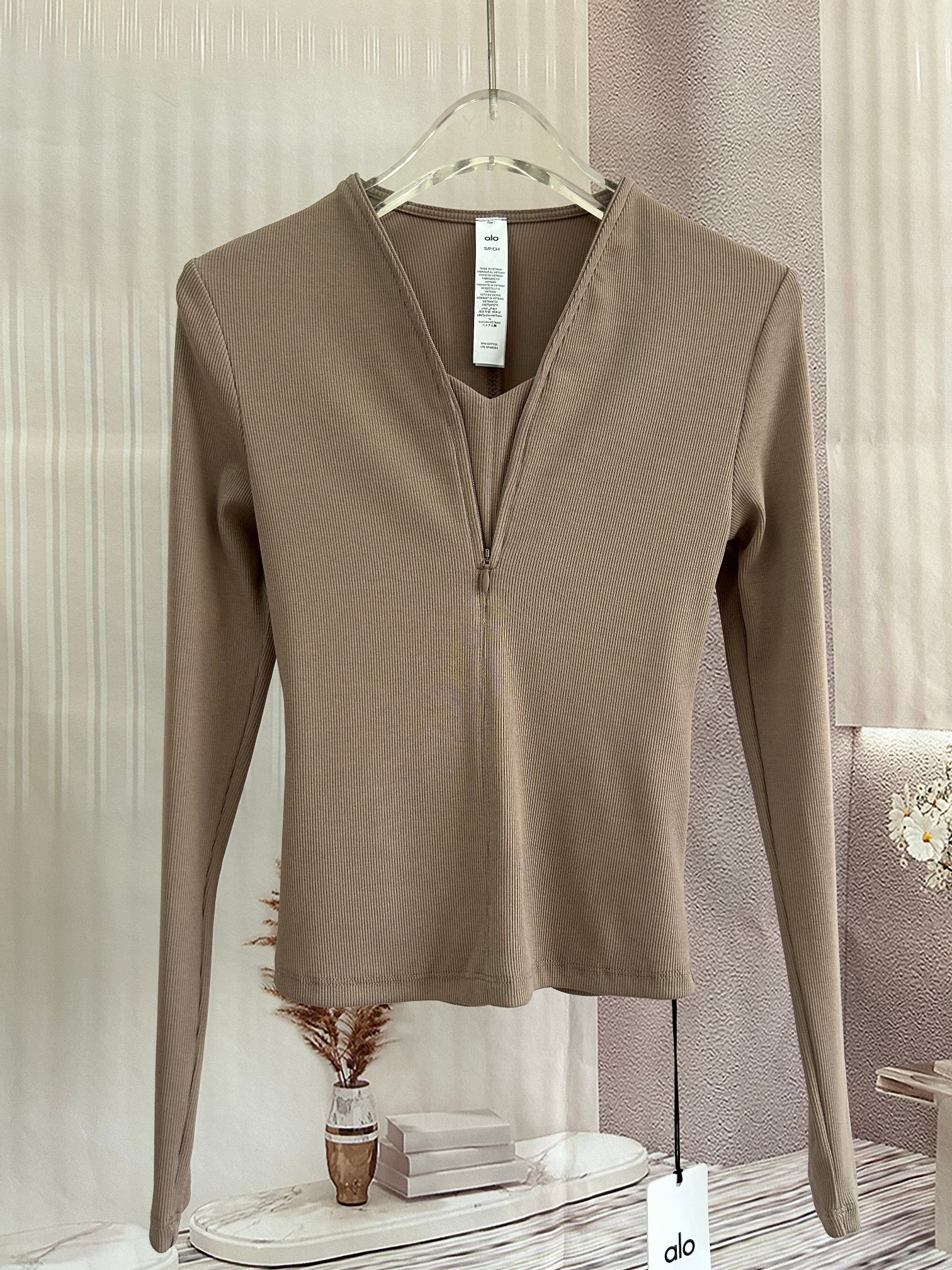 Alo Long sleeve Alo women s pit zipper shirt slim fit outdoor casual sports top yoga