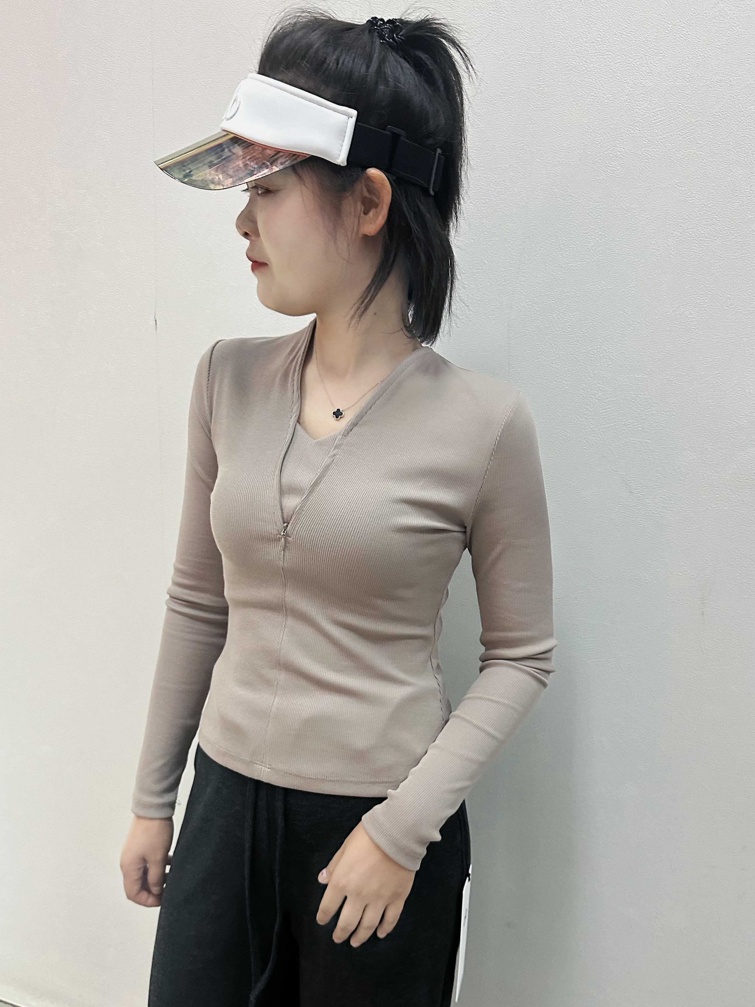 Alo Long sleeve Alo women s pit zipper shirt slim fit outdoor casual sports top yoga