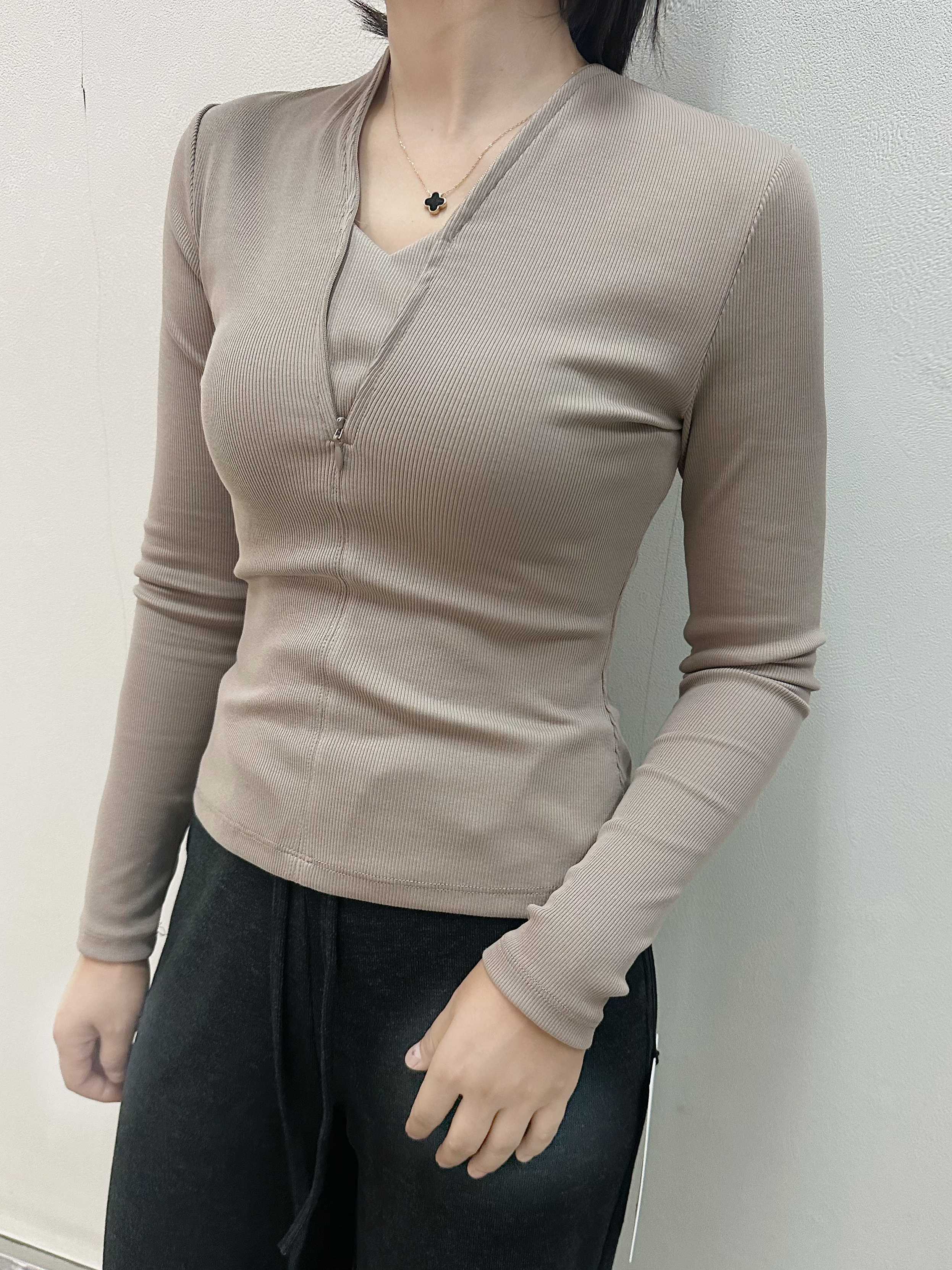 Alo Long sleeve Alo women s pit zipper shirt slim fit outdoor casual sports top yoga