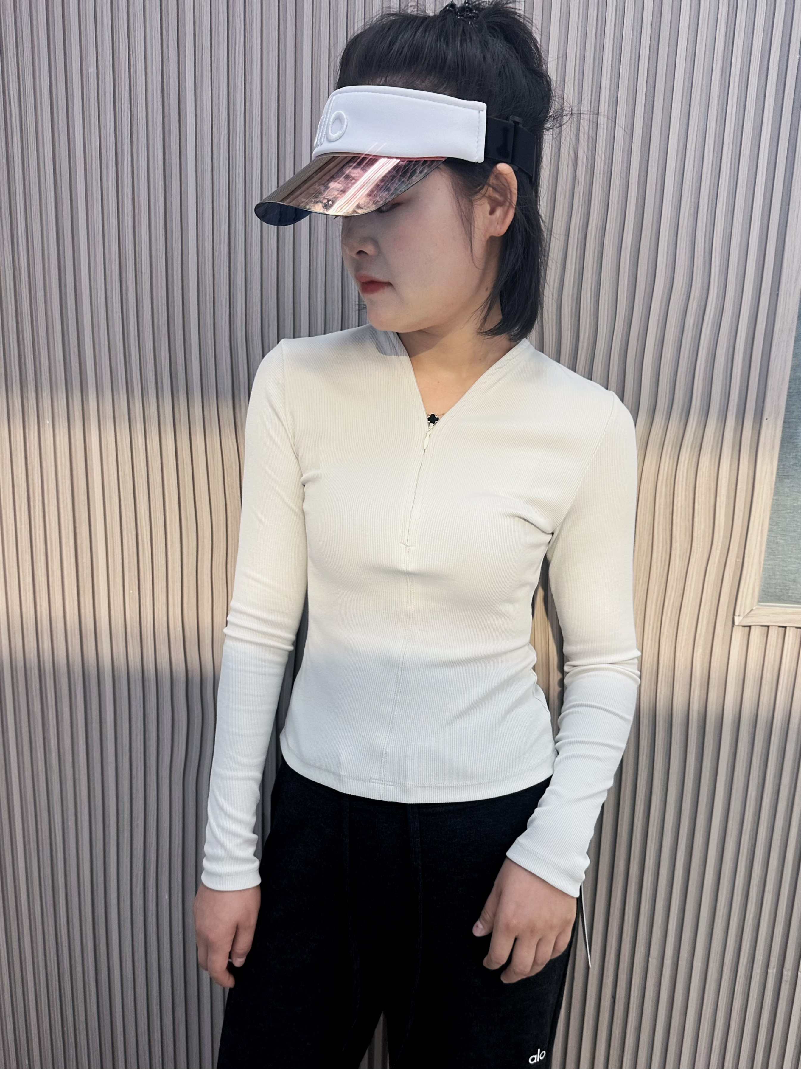 Alo Long sleeve Alo women s pit zipper shirt slim fit outdoor casual sports top yoga