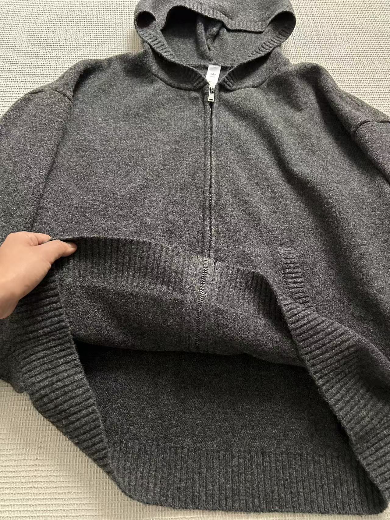 Alo Jacket Advanced gray real shot details yoga