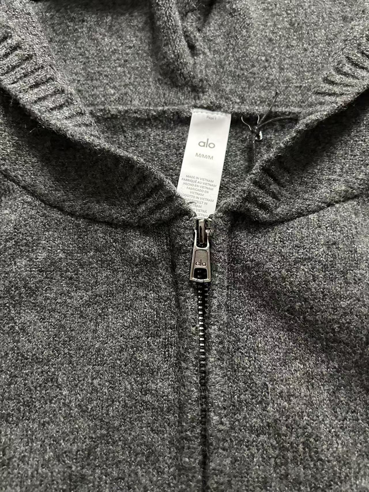 Alo Jacket Advanced gray real shot details yoga