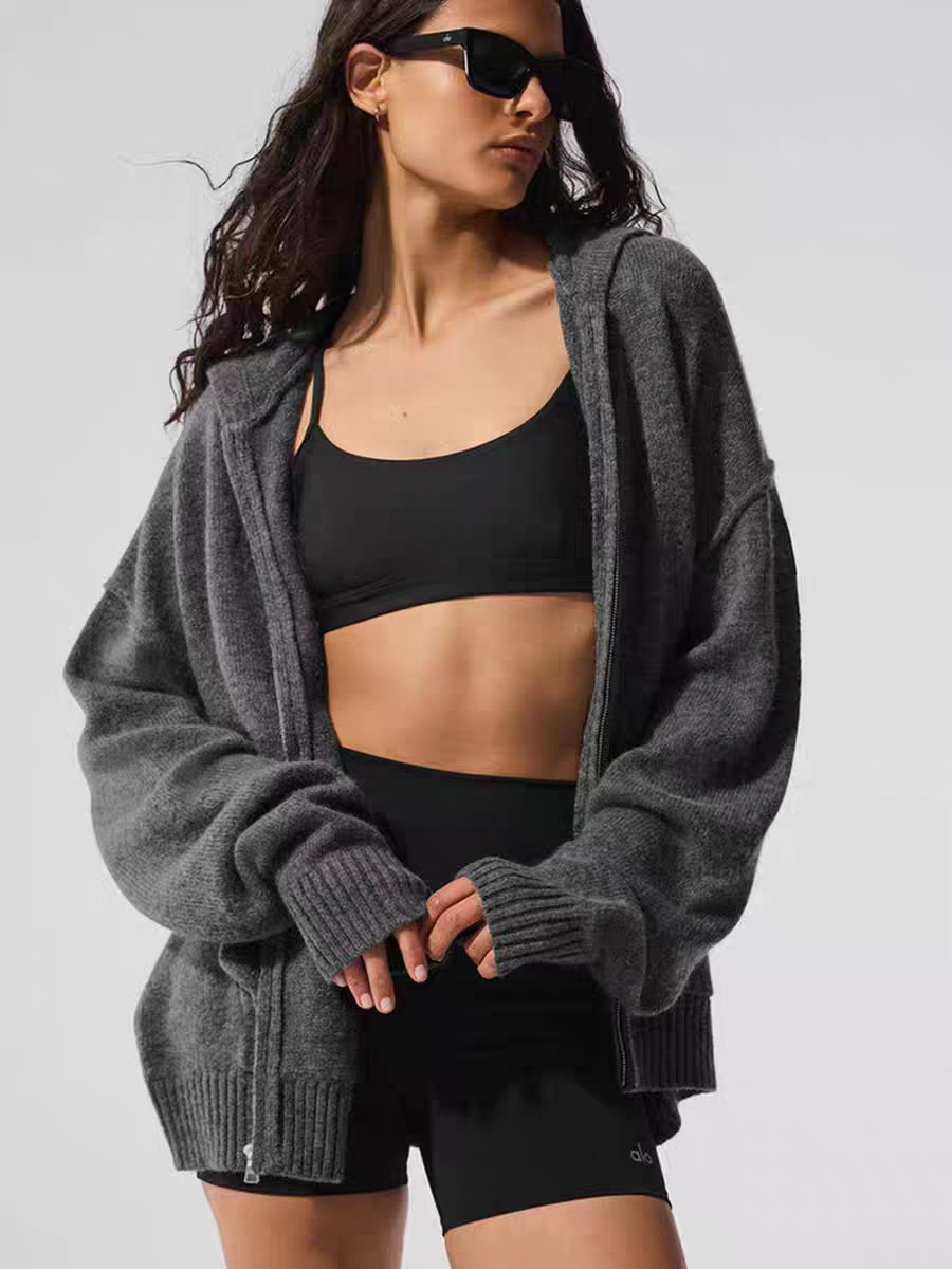 Alo Jacket Official website model picture High grade gray yoga