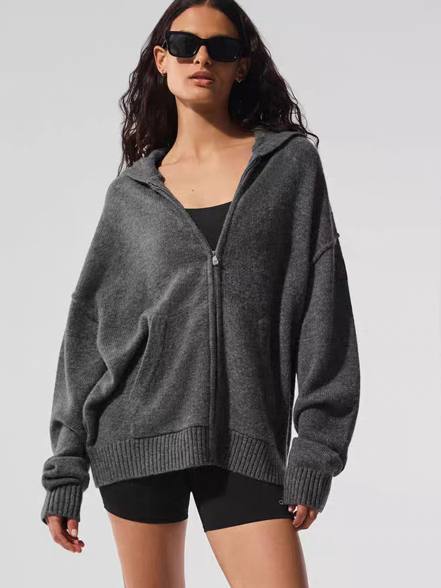 Alo Jacket Official website model picture High grade gray yoga