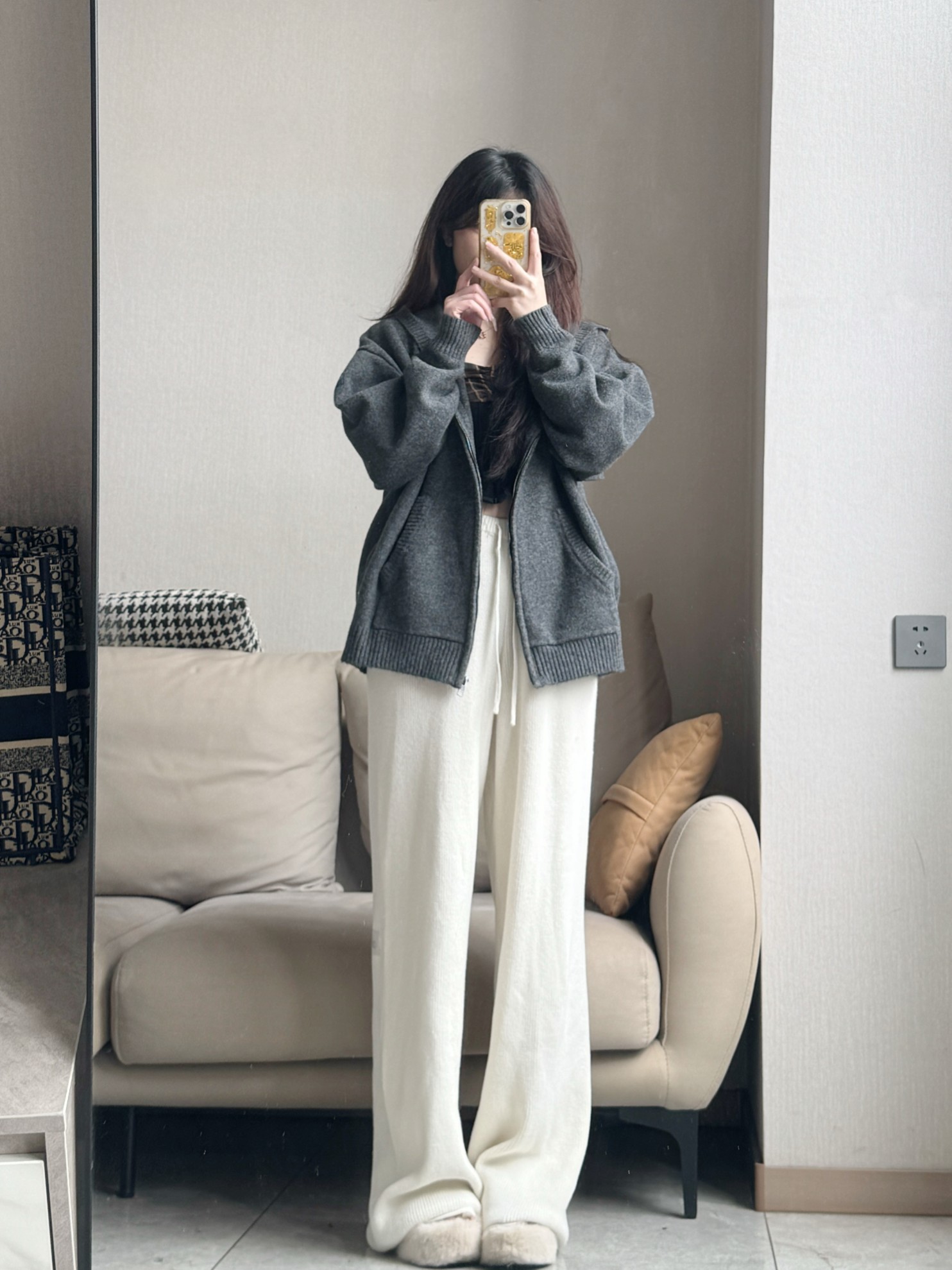Alo jacket lounge charcoal gray yoga
