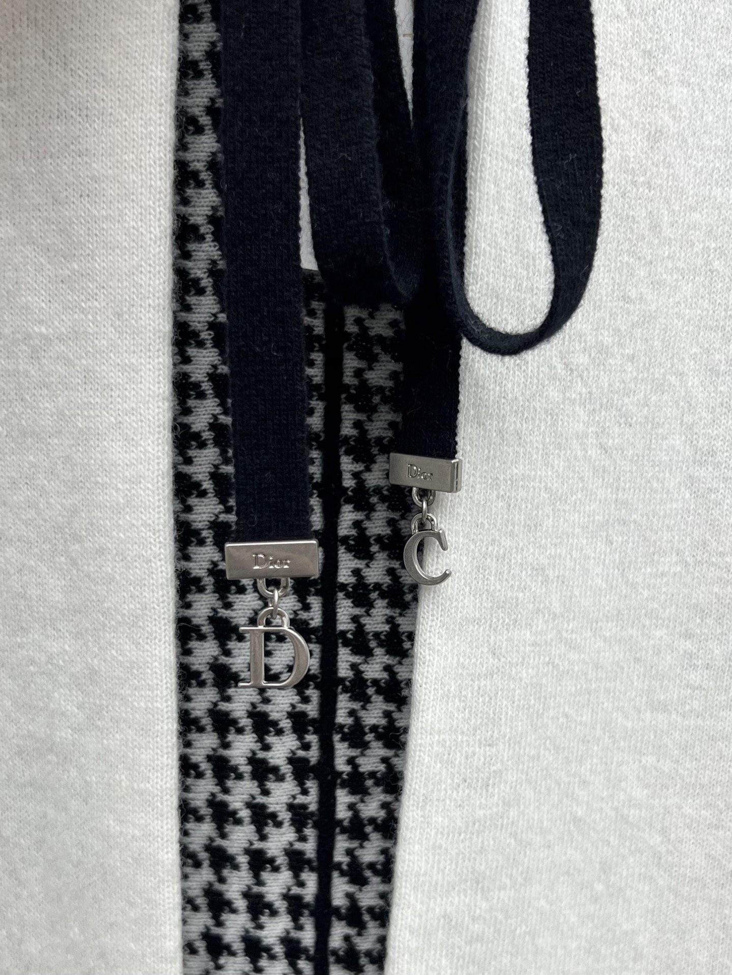 DIOR Houndstooth Spliced Hooded Cashmere Coat