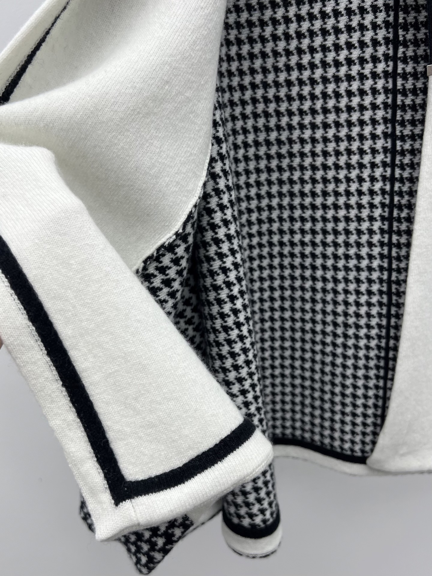 DIOR Houndstooth Spliced Hooded Cashmere Coat