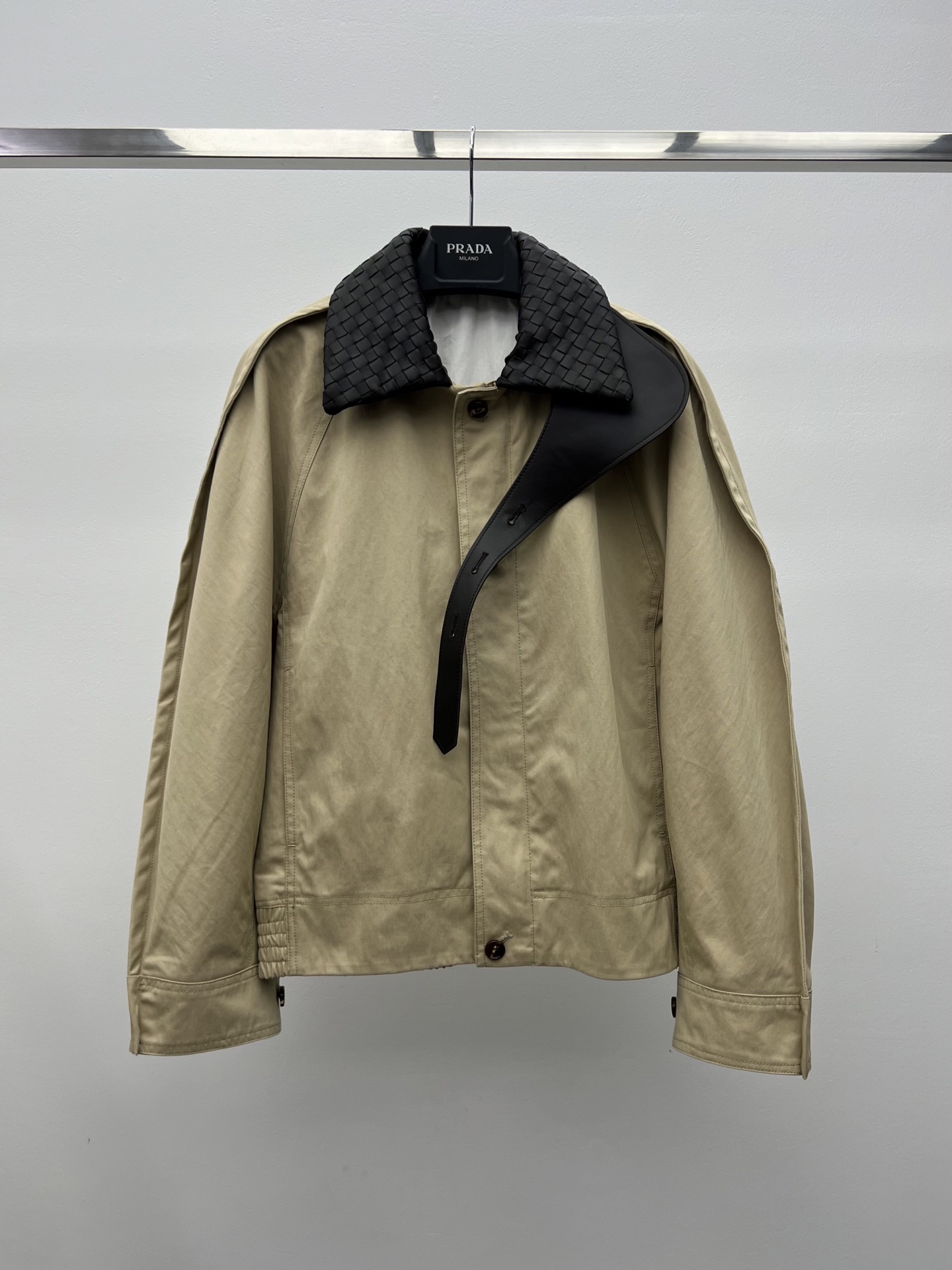 Bottega Veneta Khaki Contrast Collar Jacket
